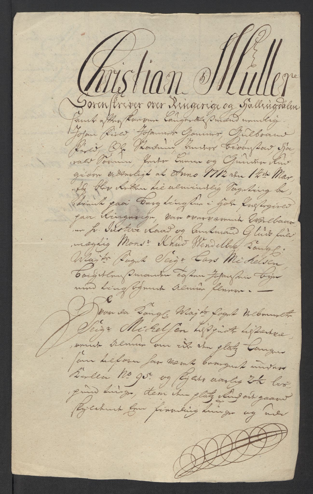 Rentekammeret inntil 1814, Reviderte regnskaper, Fogderegnskap, RA/EA-4092/R23/L1470: Fogderegnskap Ringerike og Hallingdal, 1712, p. 212