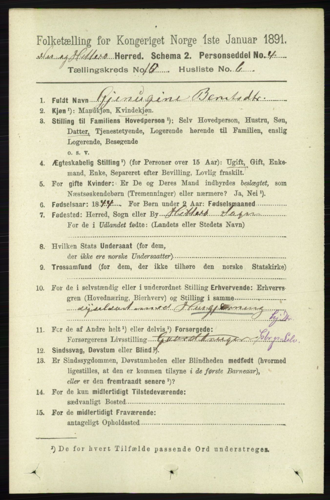 RA, 1891 census for 1043 Hidra og Nes, 1891, p. 4171