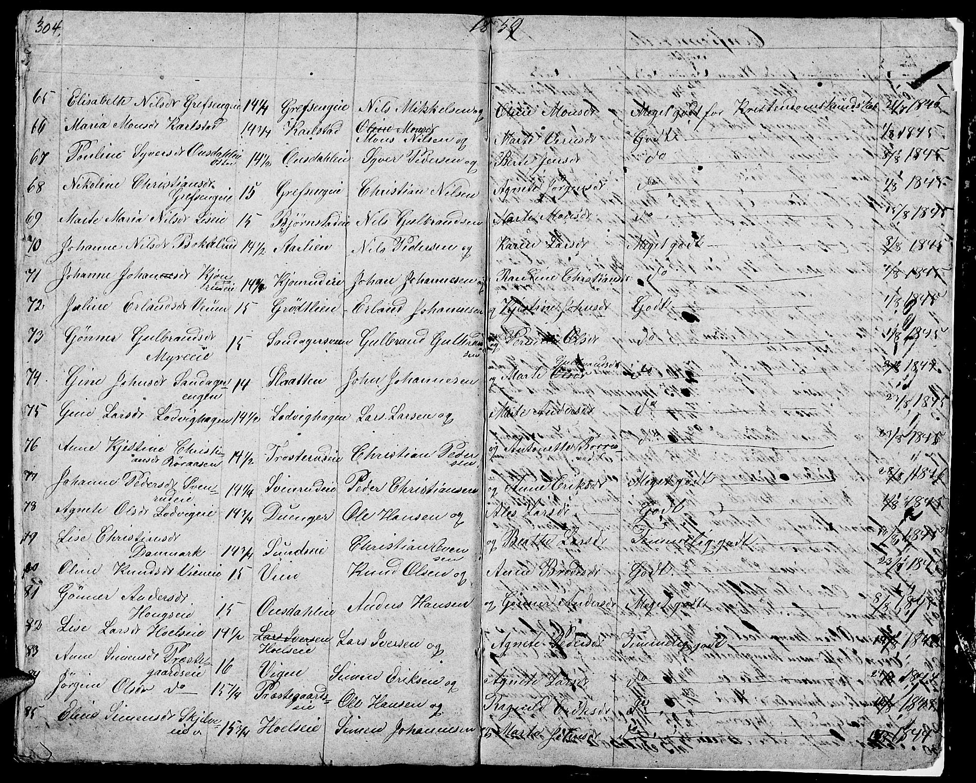 Nes prestekontor, Hedmark, AV/SAH-PREST-020/L/La/L0004: Parish register (copy) no. 4, 1832-1861, p. 304