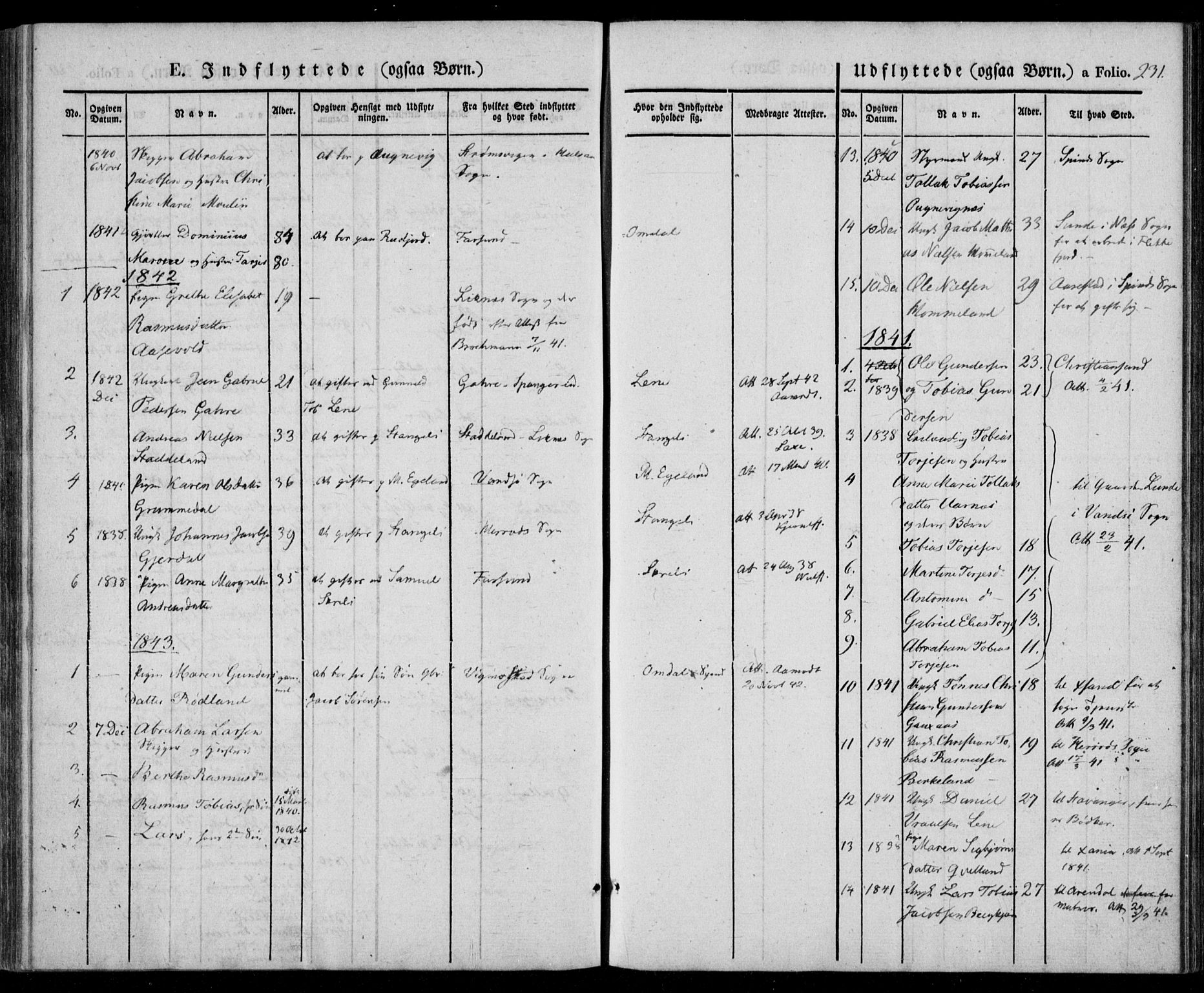 Lyngdal sokneprestkontor, AV/SAK-1111-0029/F/Fa/Fac/L0008: Parish register (official) no. A 8, 1837-1852, p. 231