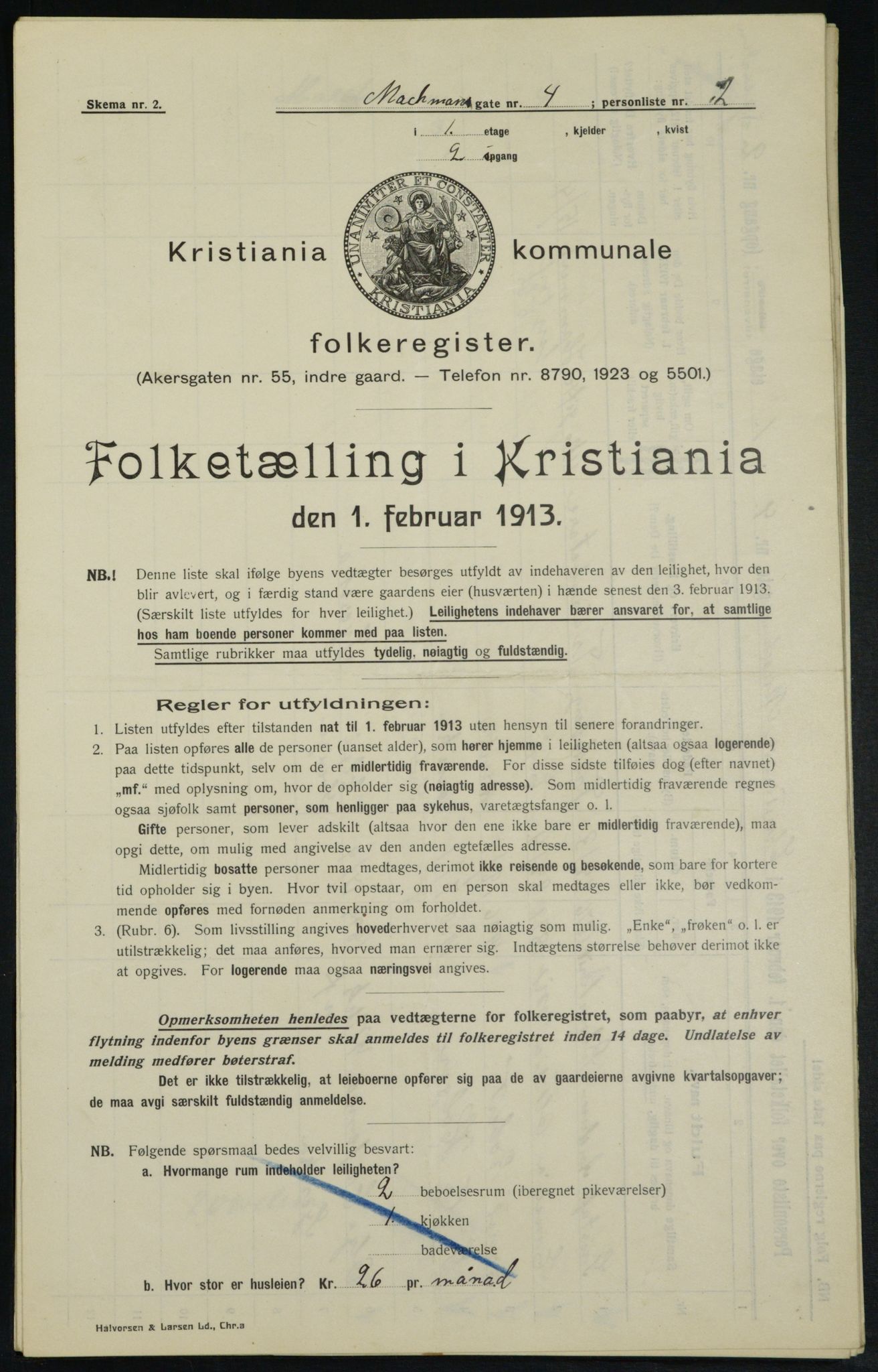 OBA, Municipal Census 1913 for Kristiania, 1913, p. 64602