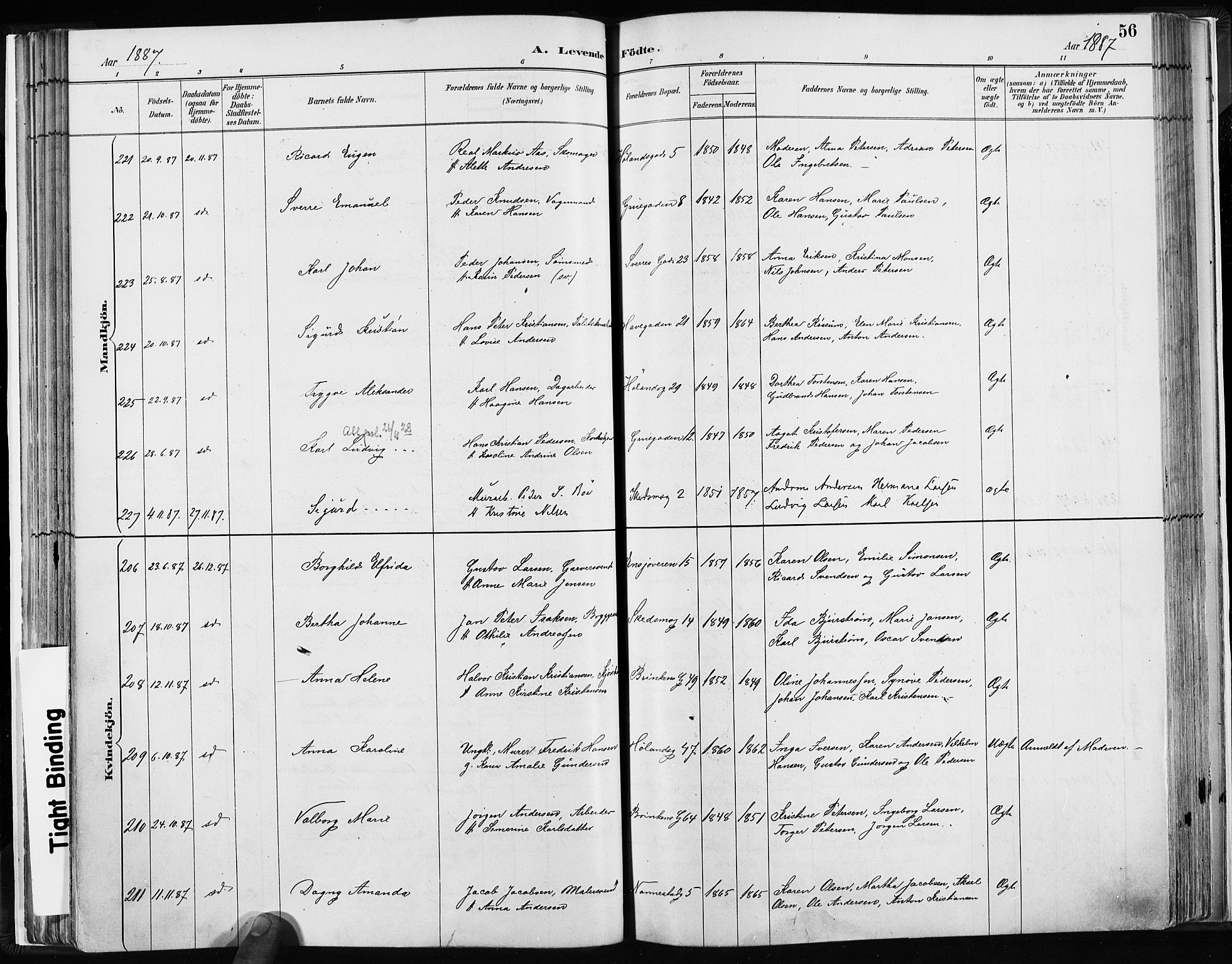 Kampen prestekontor Kirkebøker, AV/SAO-A-10853/F/Fa/L0003: Parish register (official) no. I 3, 1886-1892, p. 56