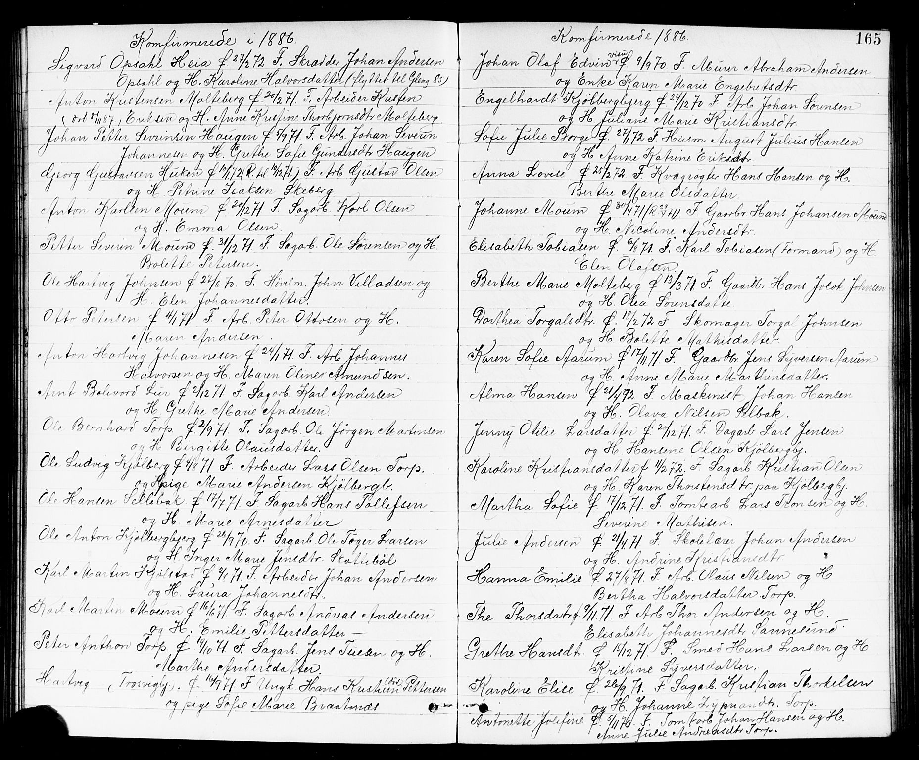 Borge prestekontor Kirkebøker, SAO/A-10903/G/Ga/L0002: Parish register (copy) no. I 2, 1875-1923, p. 165