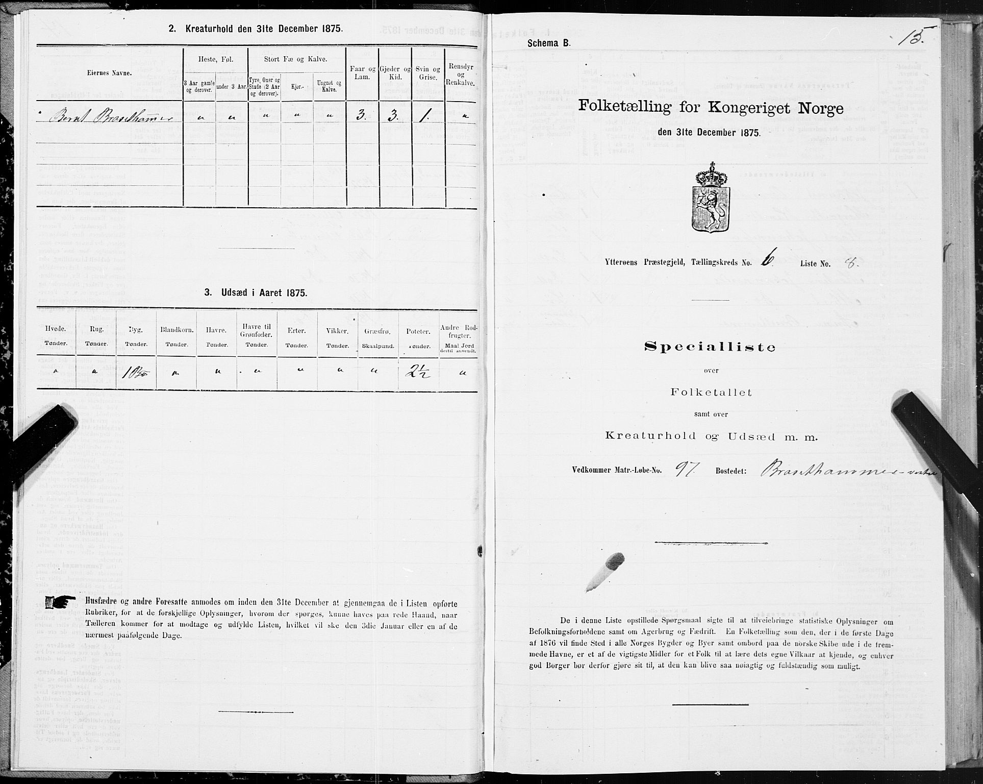 SAT, 1875 census for 1722P Ytterøy, 1875, p. 3015