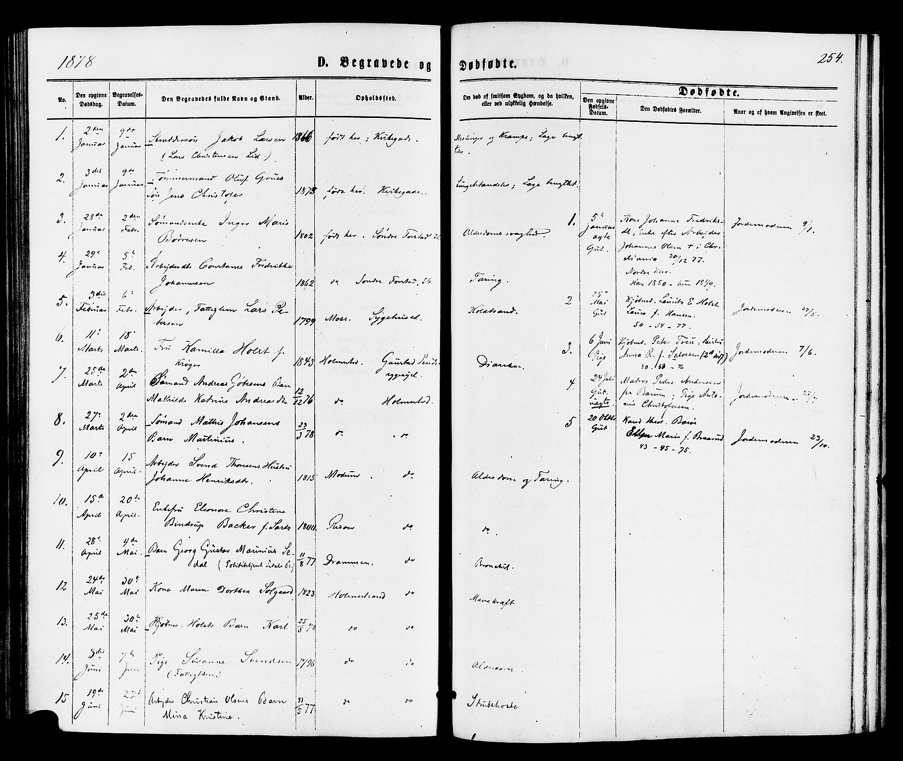 Holmestrand kirkebøker, SAKO/A-346/F/Fa/L0003: Parish register (official) no. 3, 1867-1879, p. 254