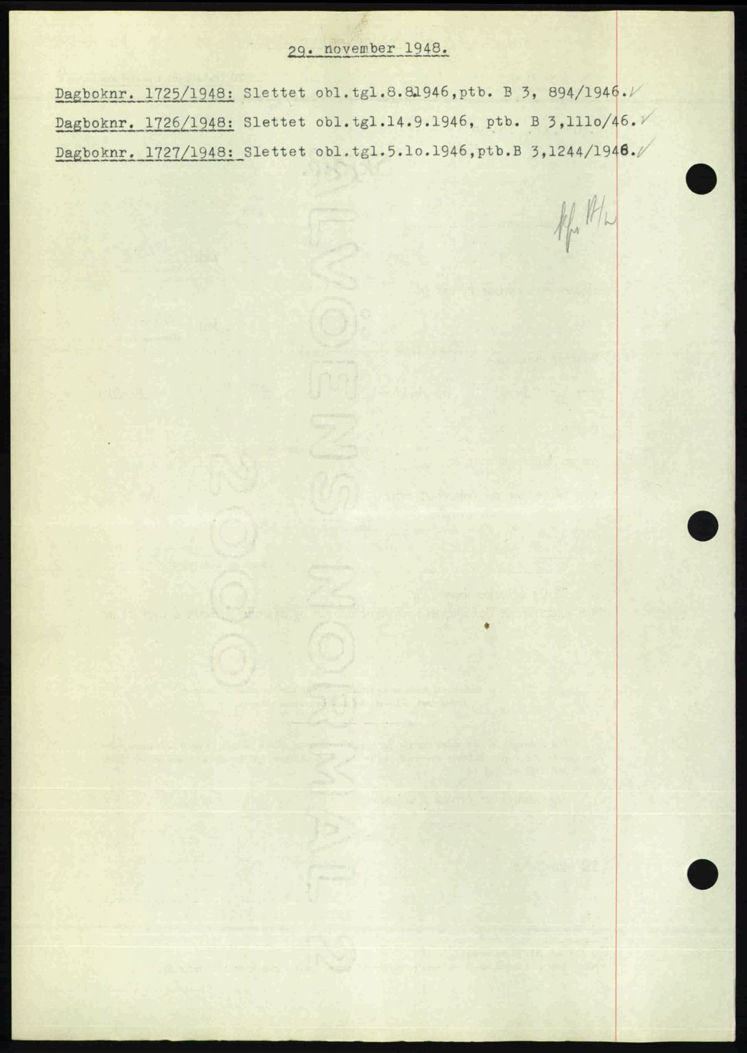 Nedenes sorenskriveri, SAK/1221-0006/G/Gb/Gba/L0060: Mortgage book no. A12, 1948-1949, Diary no: : 1725/1948
