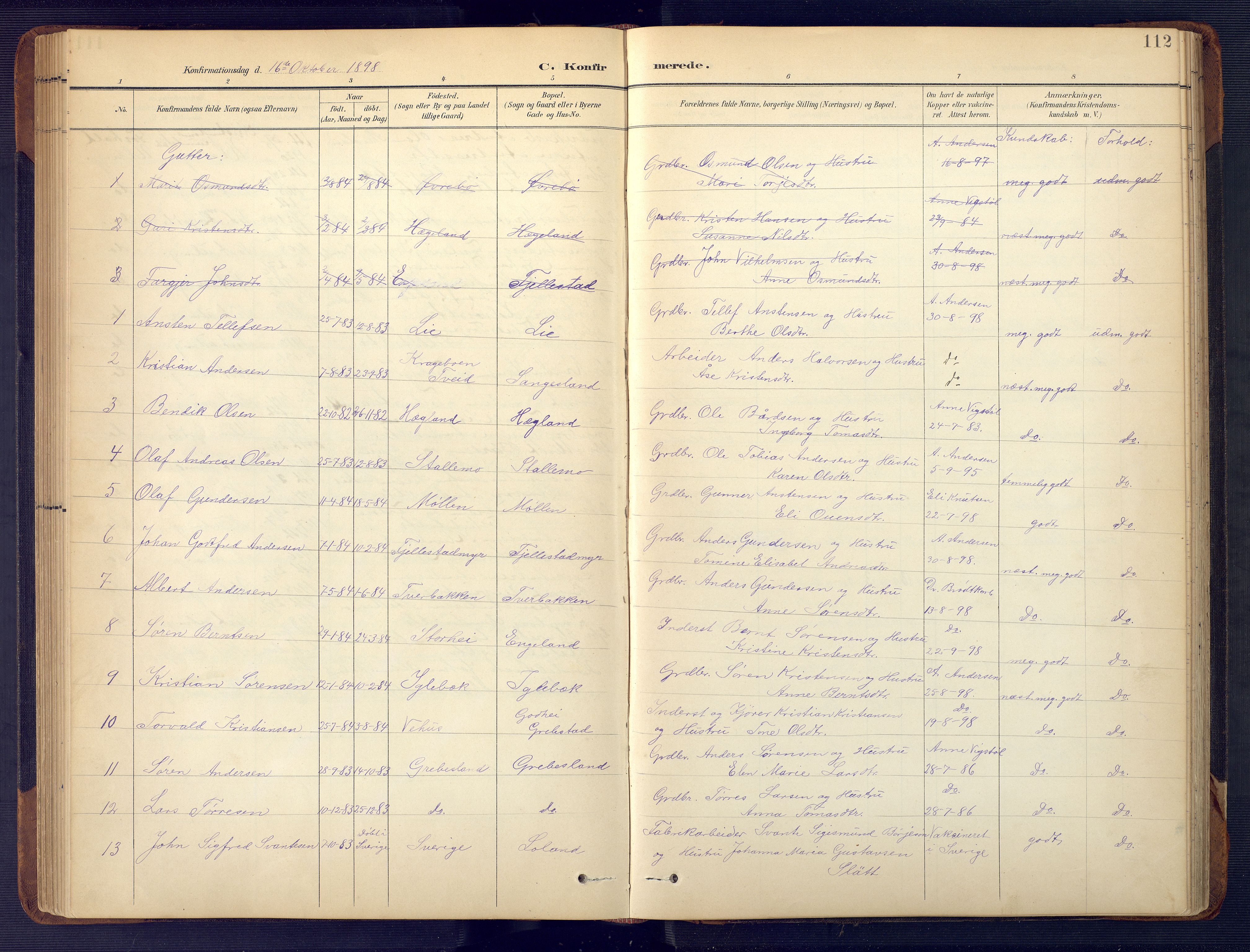 Vennesla sokneprestkontor, SAK/1111-0045/Fb/Fbc/L0003: Parish register (copy) no. B 3, 1895-1946, p. 112