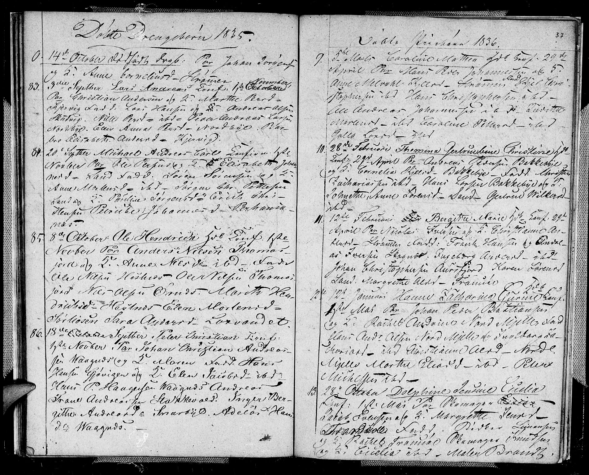 Tromsø sokneprestkontor/stiftsprosti/domprosti, AV/SATØ-S-1343/G/Gb/L0003klokker: Parish register (copy) no. 3, 1833-1836, p. 37