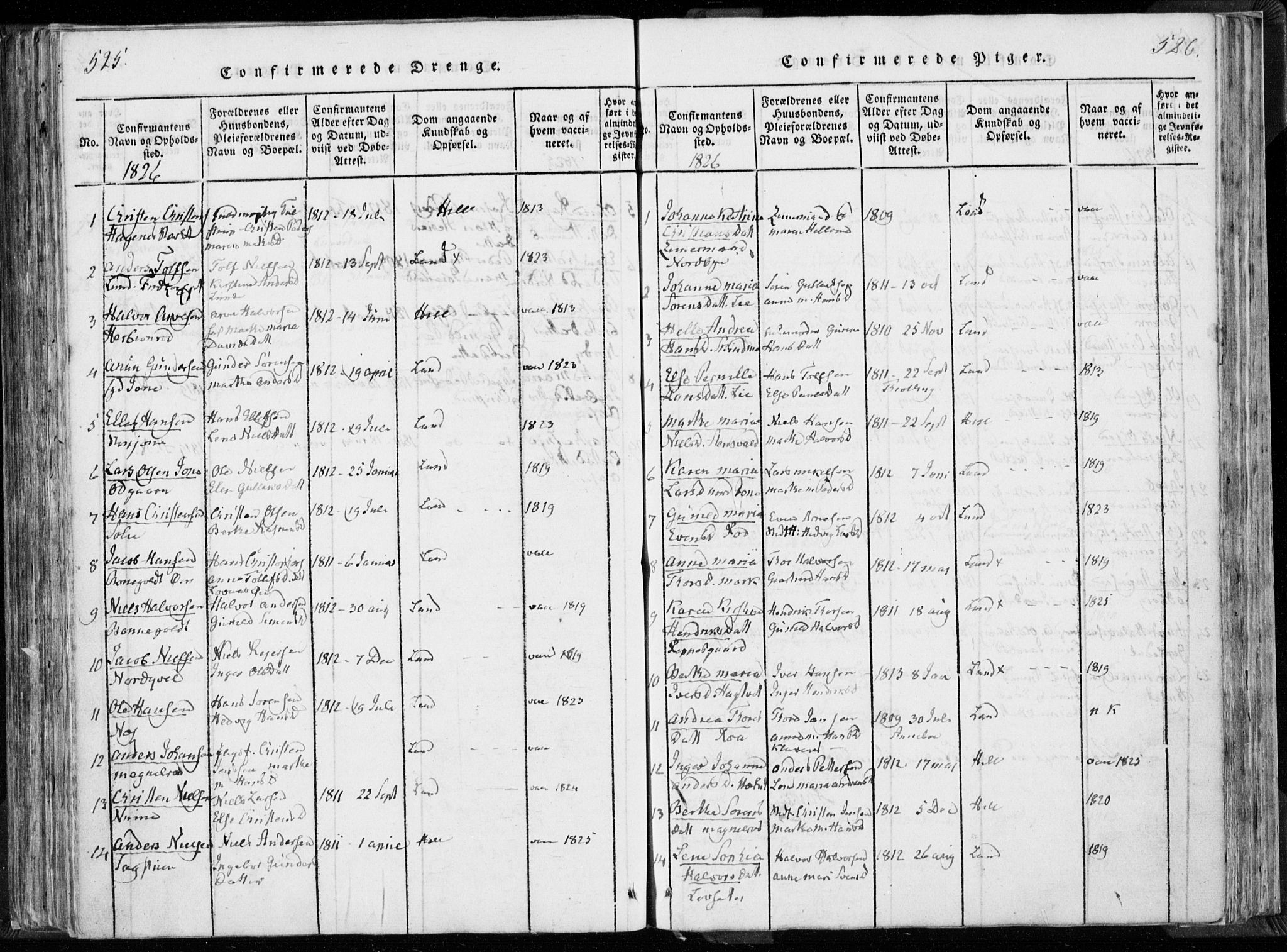 Hedrum kirkebøker, SAKO/A-344/F/Fa/L0004: Parish register (official) no. I 4, 1817-1835, p. 525-526