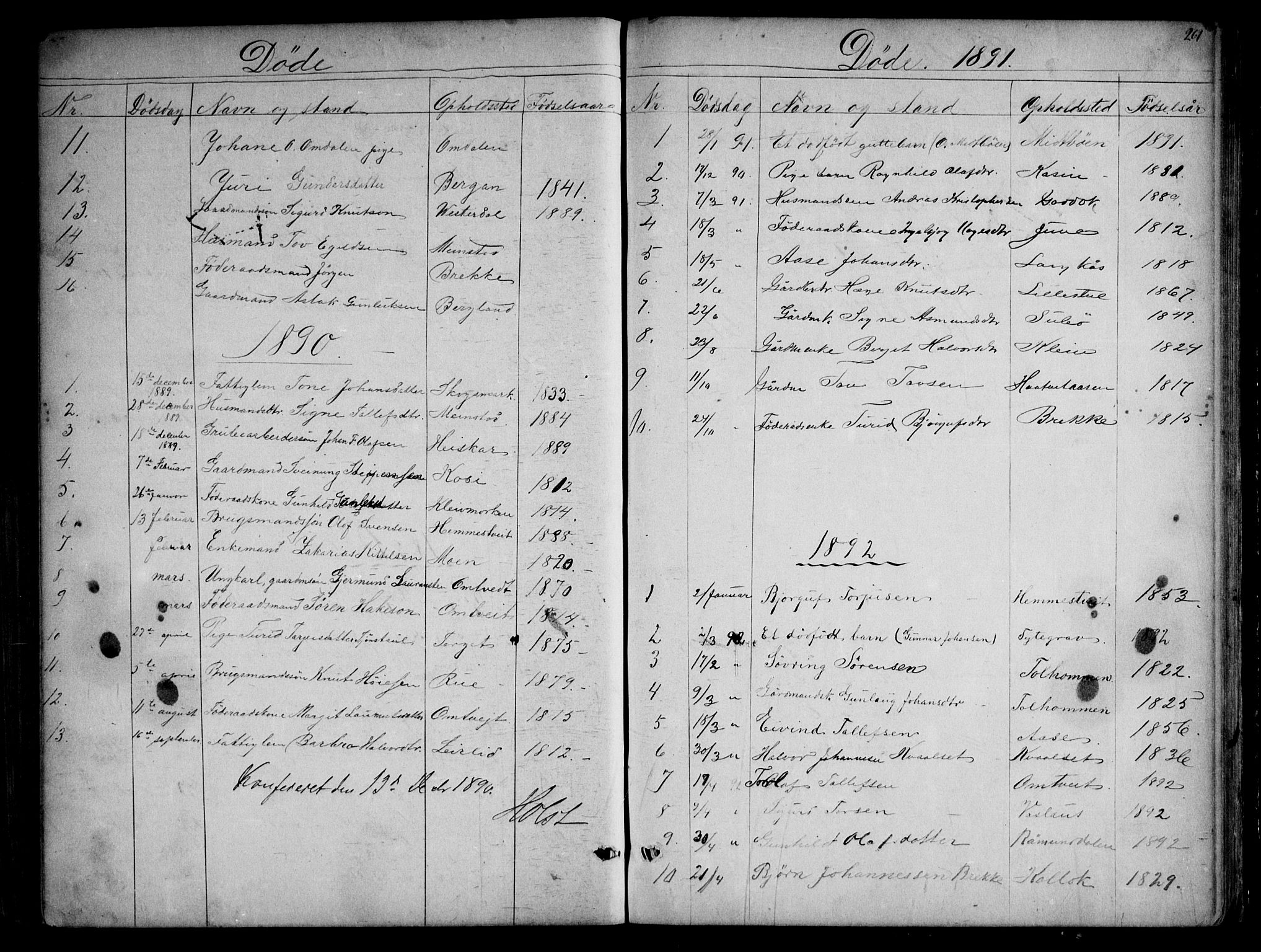 Kviteseid kirkebøker, AV/SAKO-A-276/G/Gb/L0002: Parish register (copy) no. II 2, 1850-1892, p. 261