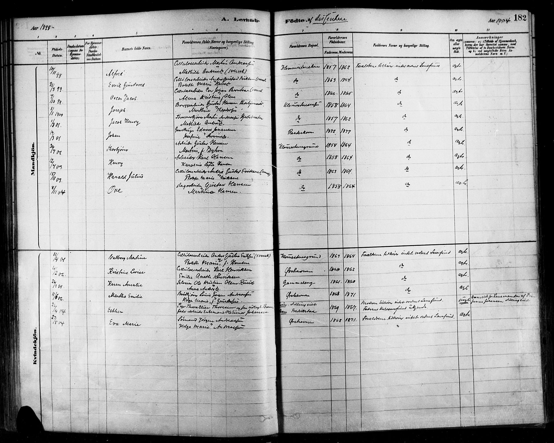 Rygge prestekontor Kirkebøker, SAO/A-10084b/F/Fa/L0007: Parish register (official) no. 7, 1878-1904, p. 182