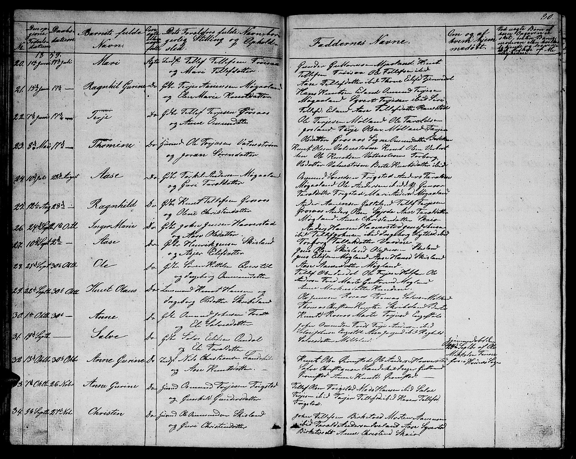 Evje sokneprestkontor, SAK/1111-0008/F/Fb/Fbc/L0002: Parish register (copy) no. B 2, 1849-1876, p. 30