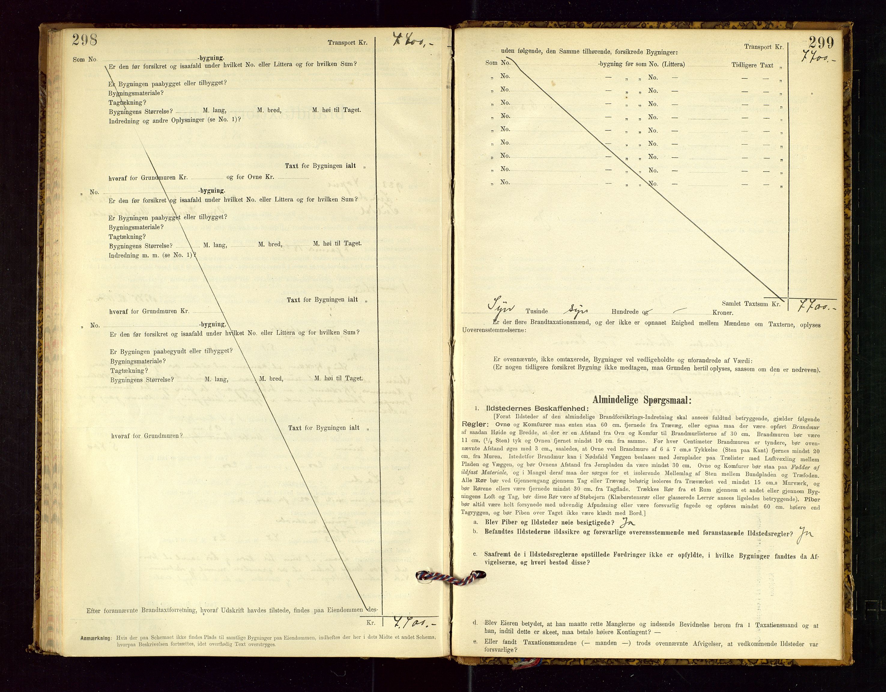 Suldal lensmannskontor, SAST/A-100419/Gob/L0001: "Brandtaxationsprotokol", 1894-1923, p. 298-299