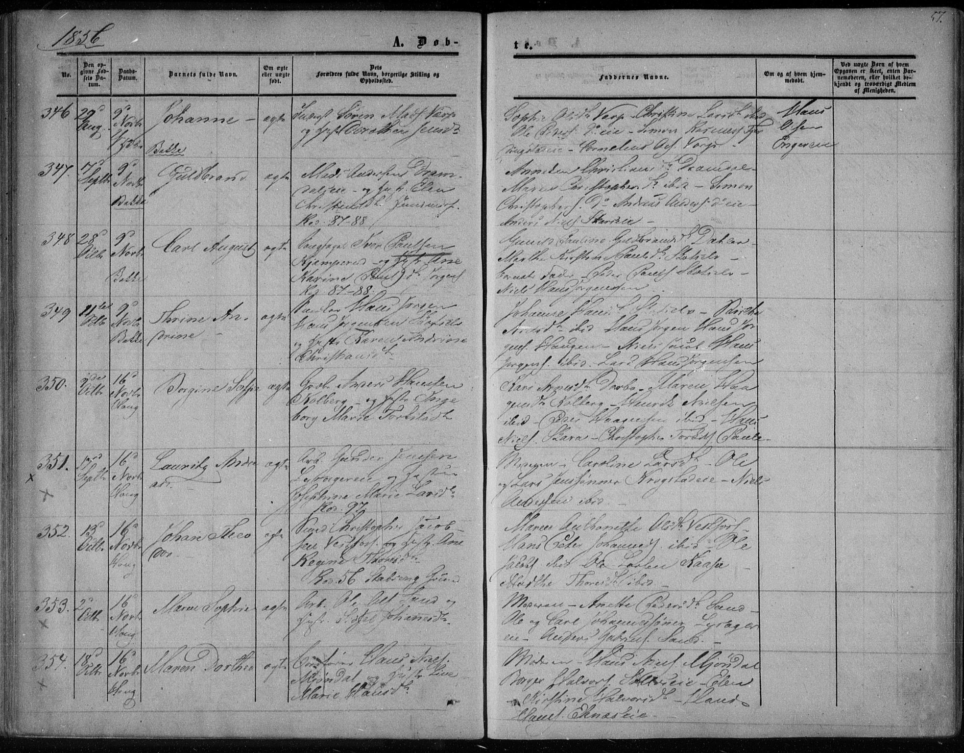 Eiker kirkebøker, SAKO/A-4/F/Fa/L0015a: Parish register (official) no. I 15A, 1854-1860, p. 57