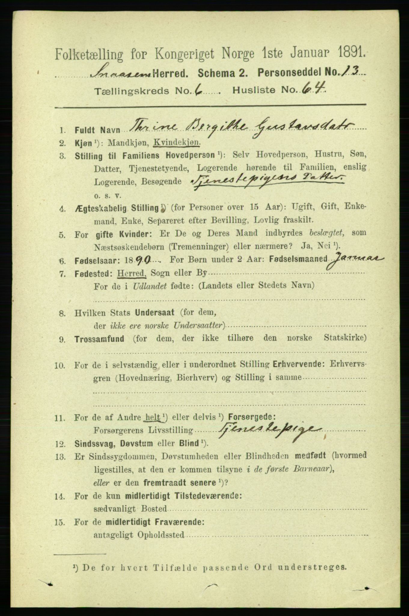 RA, 1891 census for 1736 Snåsa, 1891, p. 2270