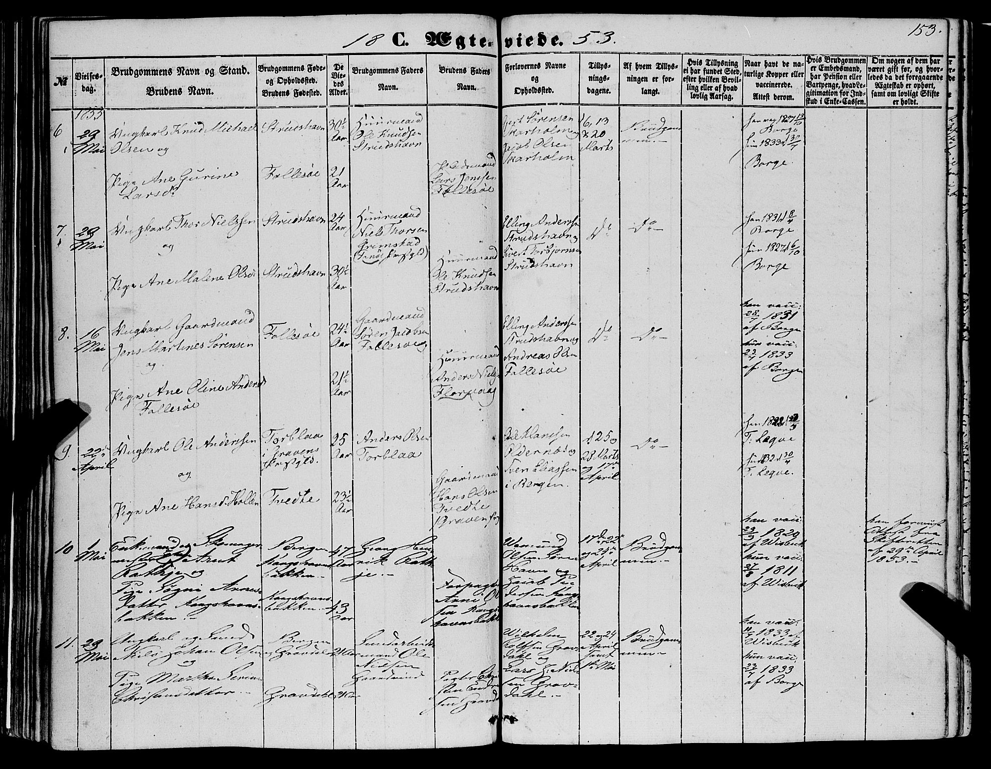 Askøy Sokneprestembete, AV/SAB-A-74101/H/Ha/Haa/Haaa/L0008: Parish register (official) no. A 8, 1852-1862, p. 153