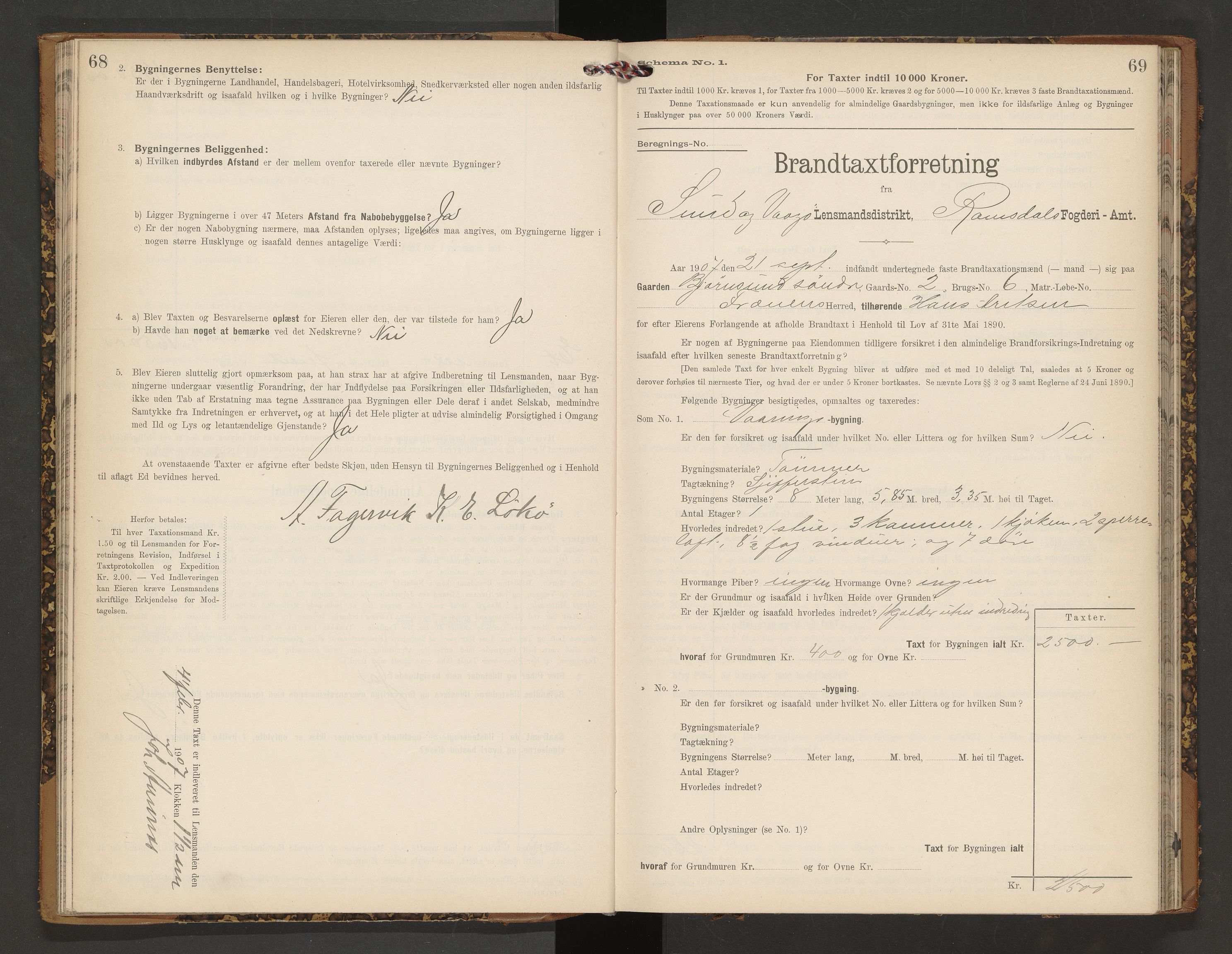 Norges Brannkasse Vågøy og Sund, AV/SAT-A-5504/Fb/L0002: Branntakstprotokoll, 1904-1913, p. 68-69