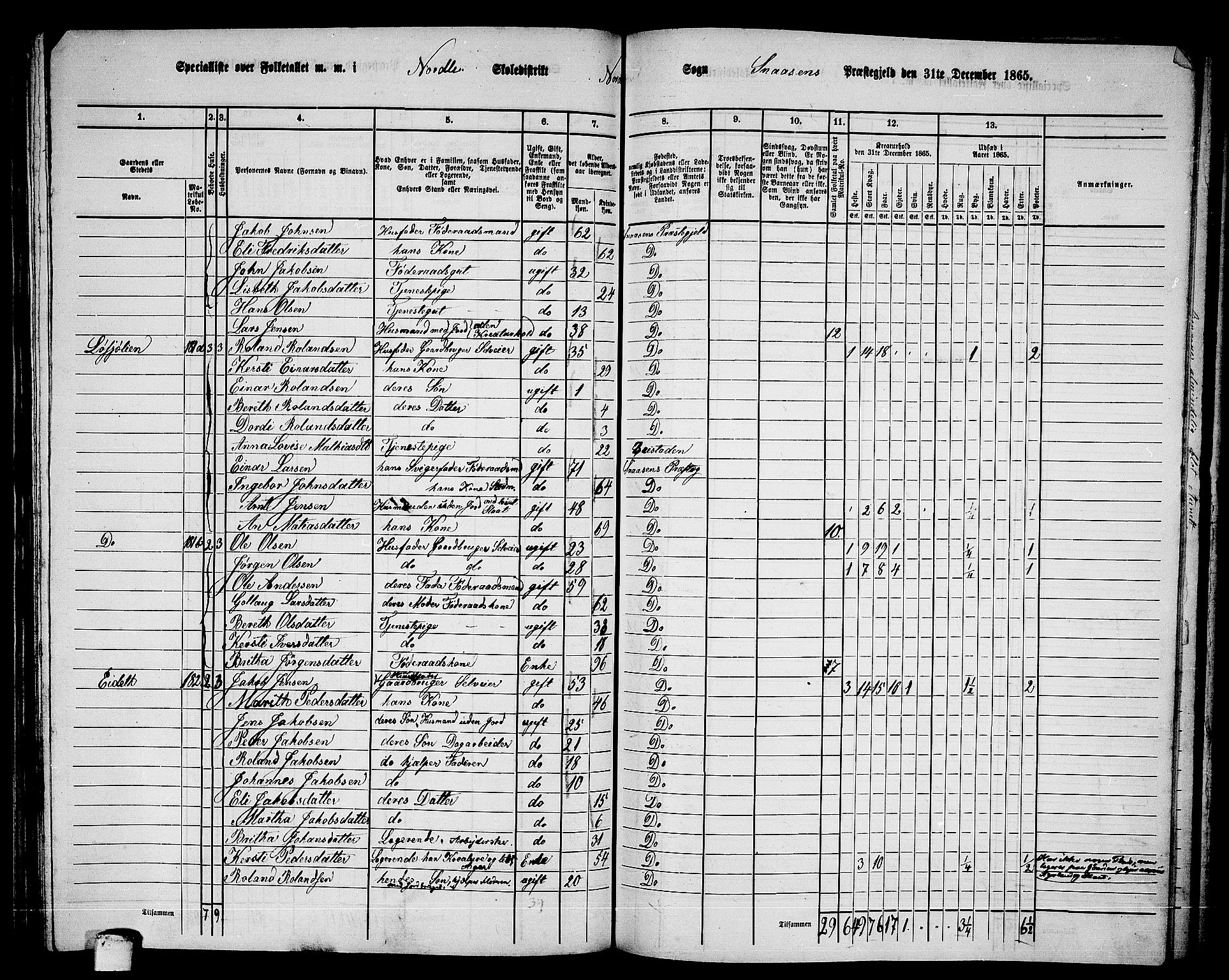 RA, 1865 census for Snåsa, 1865, p. 113