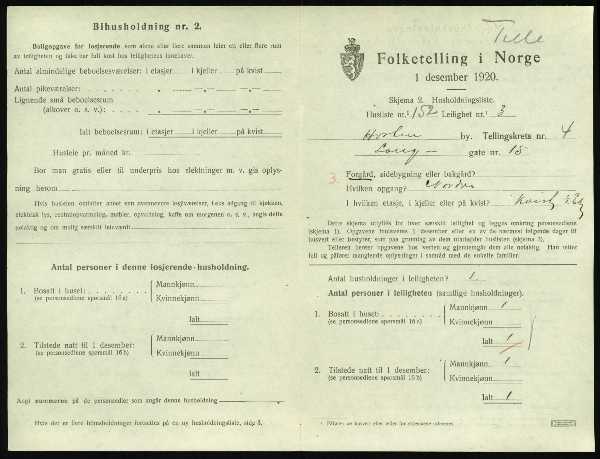 SAKO, 1920 census for Horten, 1920, p. 5587