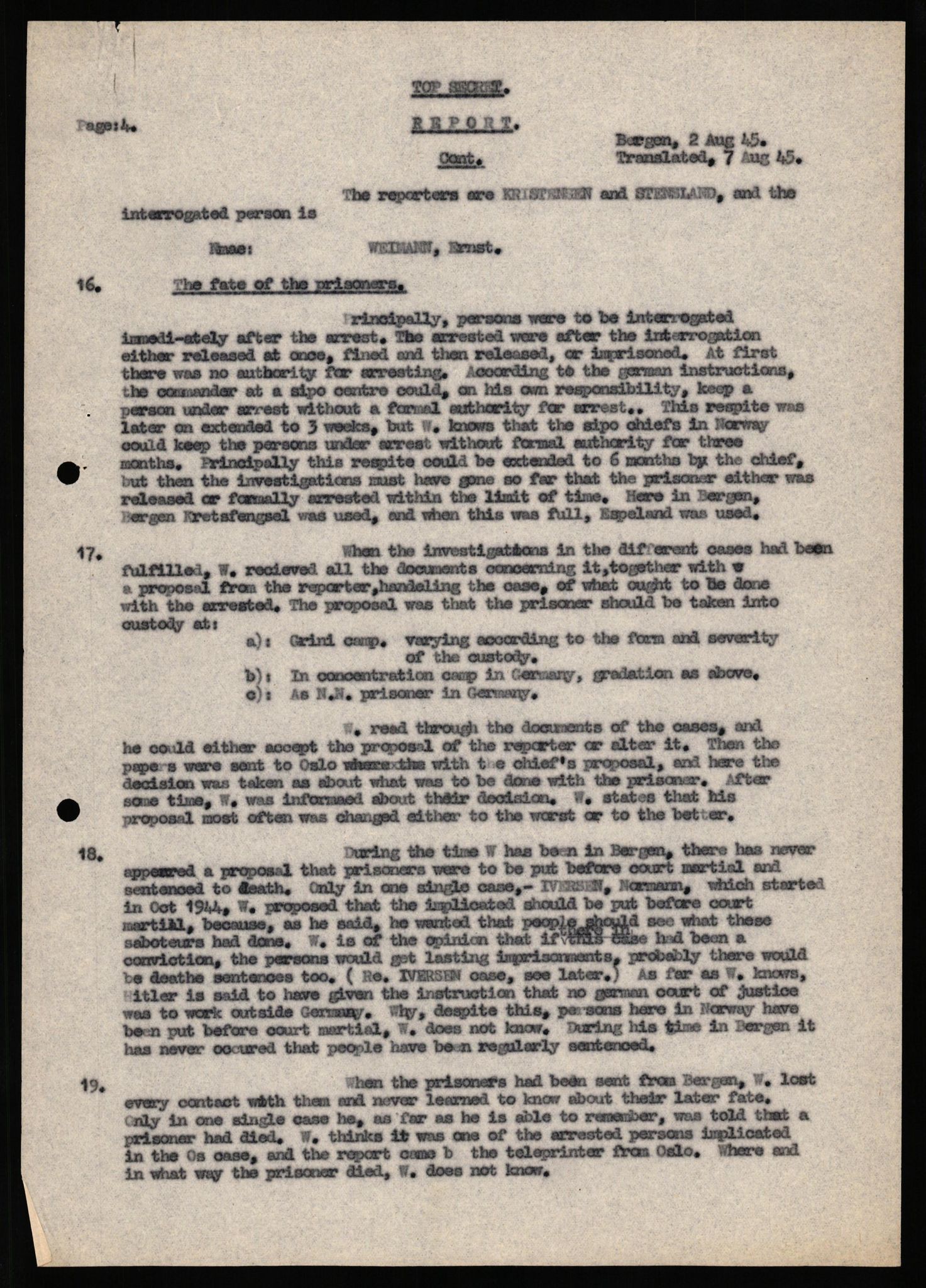 Forsvaret, Forsvarets overkommando II, RA/RAFA-3915/D/Db/L0035: CI Questionaires. Tyske okkupasjonsstyrker i Norge. Tyskere., 1945-1946, p. 169