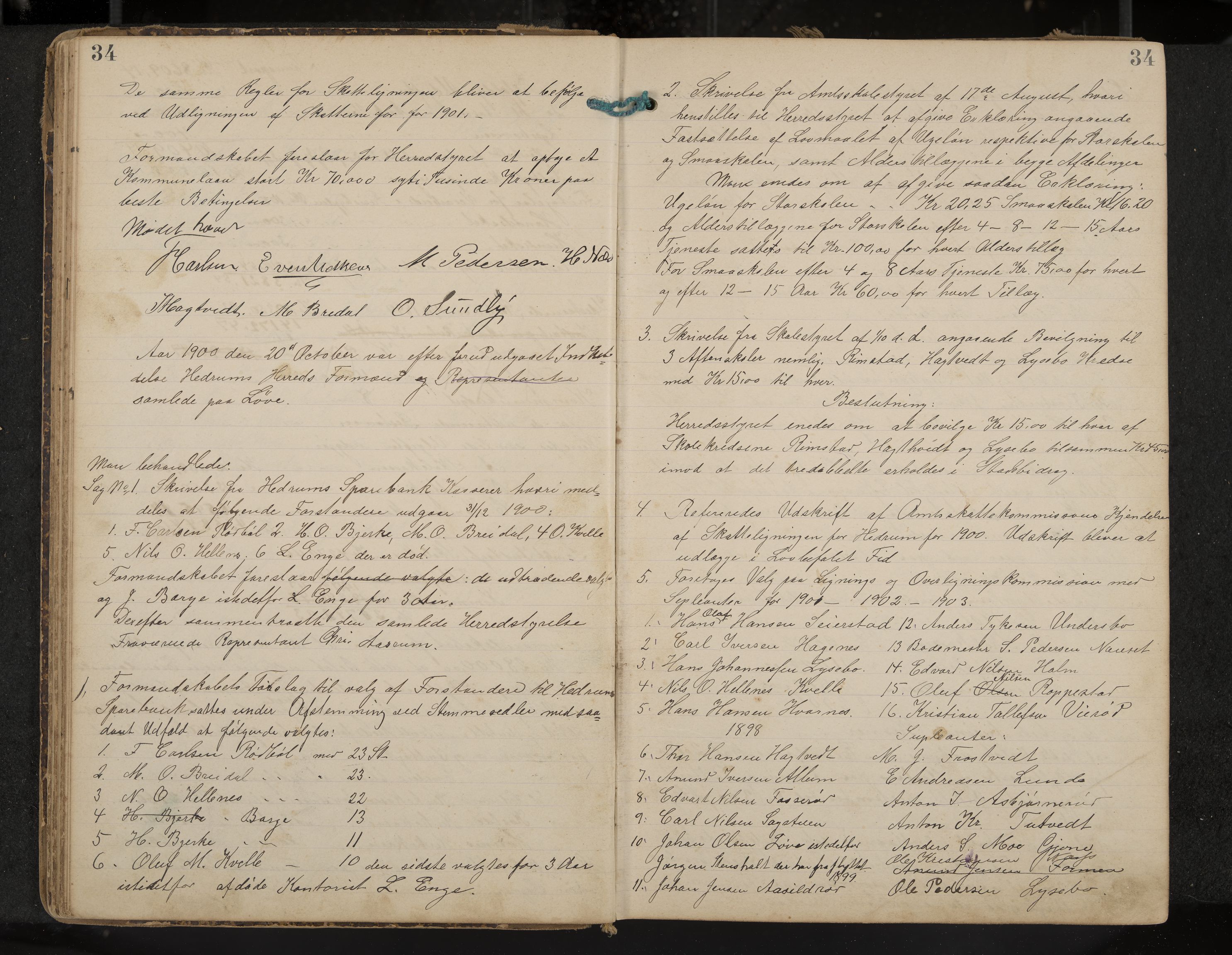 Hedrum formannskap og sentraladministrasjon, IKAK/0727021/A/Aa/L0005: Møtebok, 1899-1911, p. 34