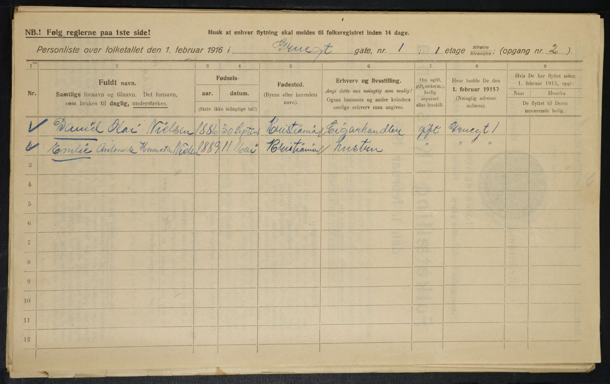 OBA, Municipal Census 1916 for Kristiania, 1916, p. 30765