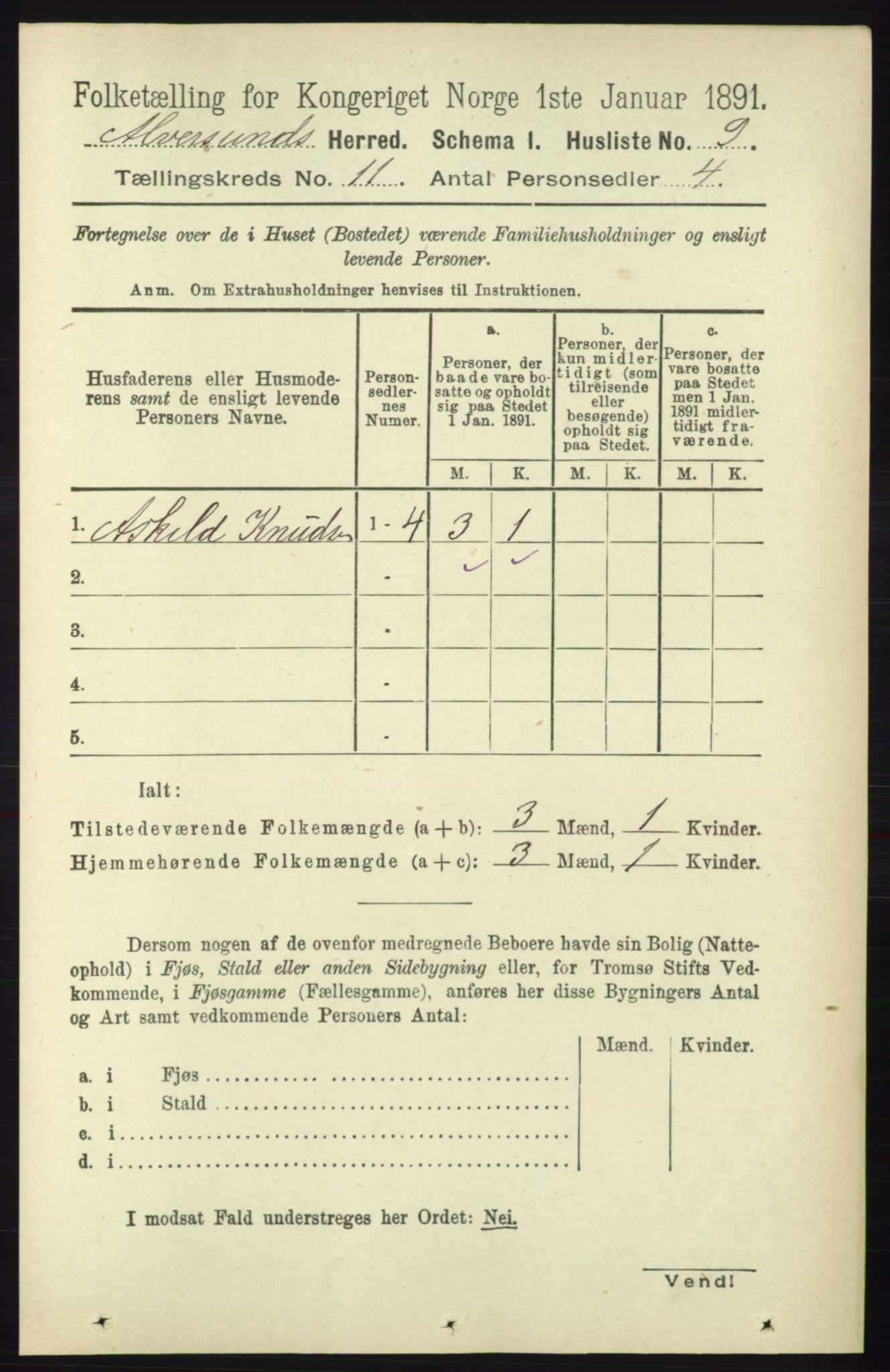 RA, 1891 census for 1257 Alversund, 1891, p. 3685