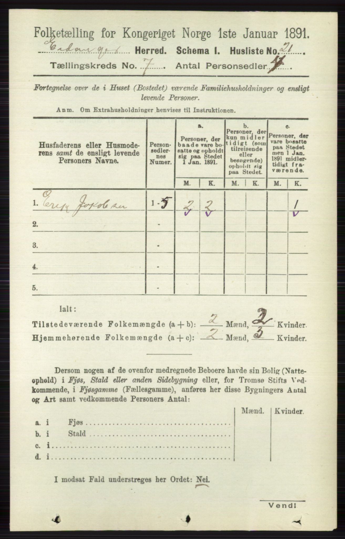 RA, 1891 census for 0813 Eidanger, 1891, p. 2747