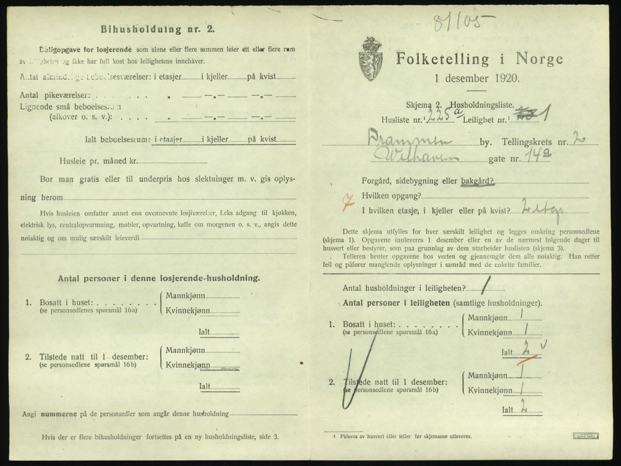 SAKO, 1920 census for Drammen, 1920, p. 8367