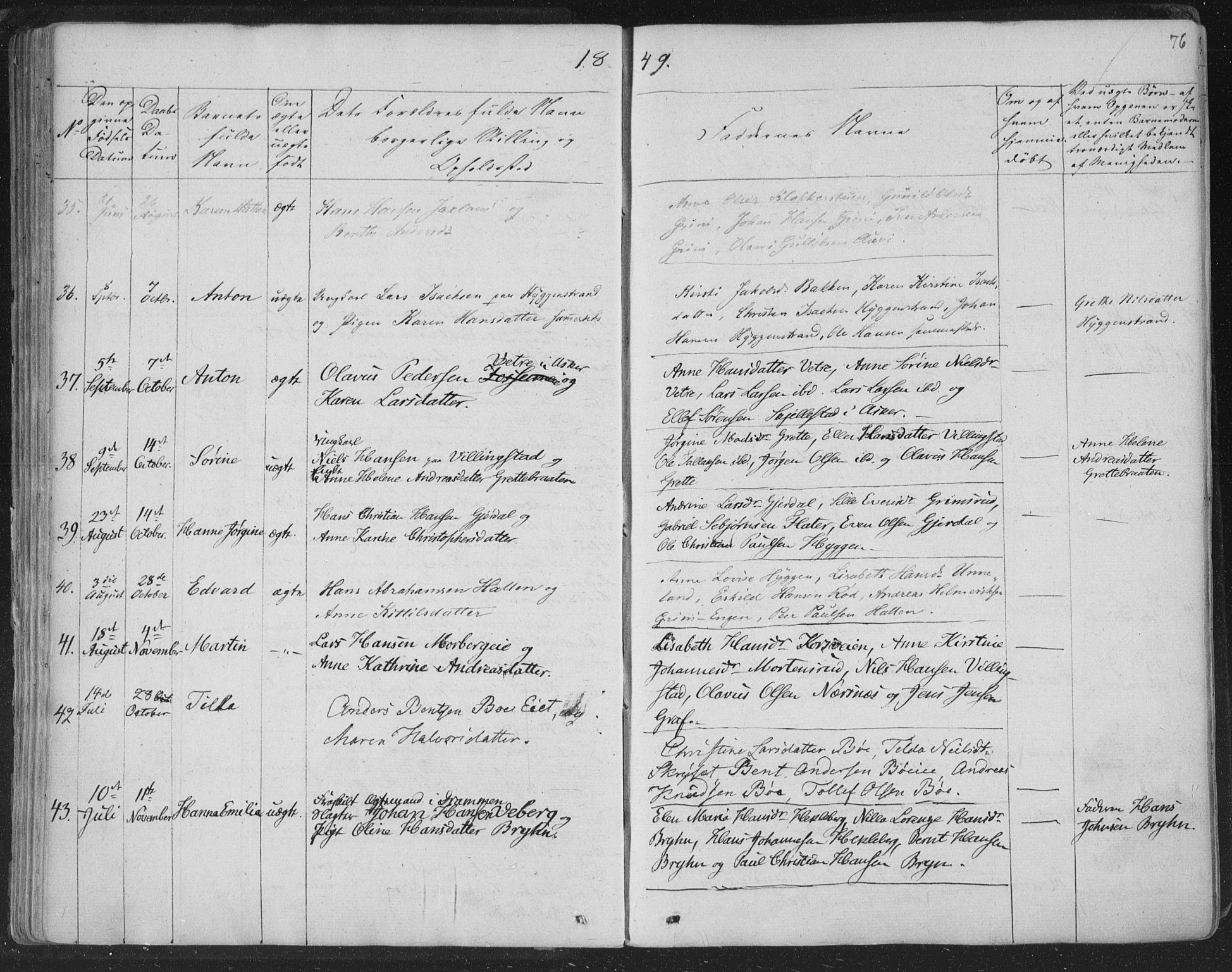 Røyken kirkebøker, AV/SAKO-A-241/F/Fa/L0005: Parish register (official) no. 5, 1833-1856, p. 76