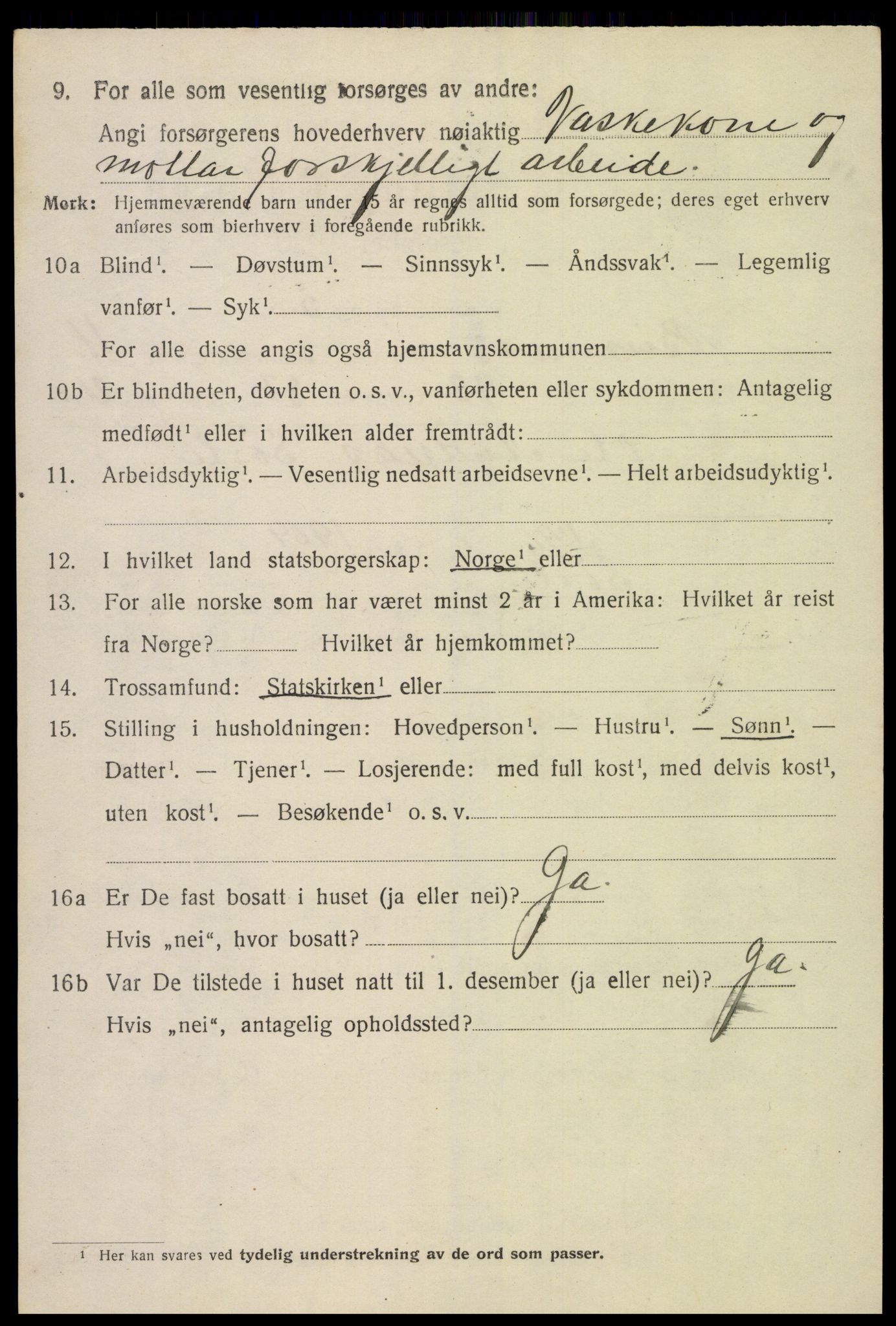 SAK, 1920 census for Birkenes, 1920, p. 3010