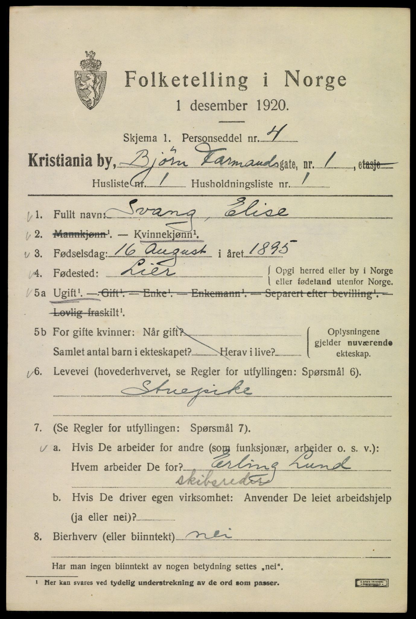 SAO, 1920 census for Kristiania, 1920, p. 163533