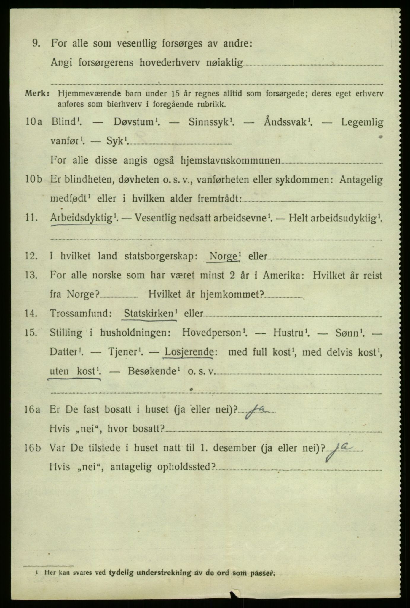 SAB, 1920 census for Vik, 1920, p. 7316