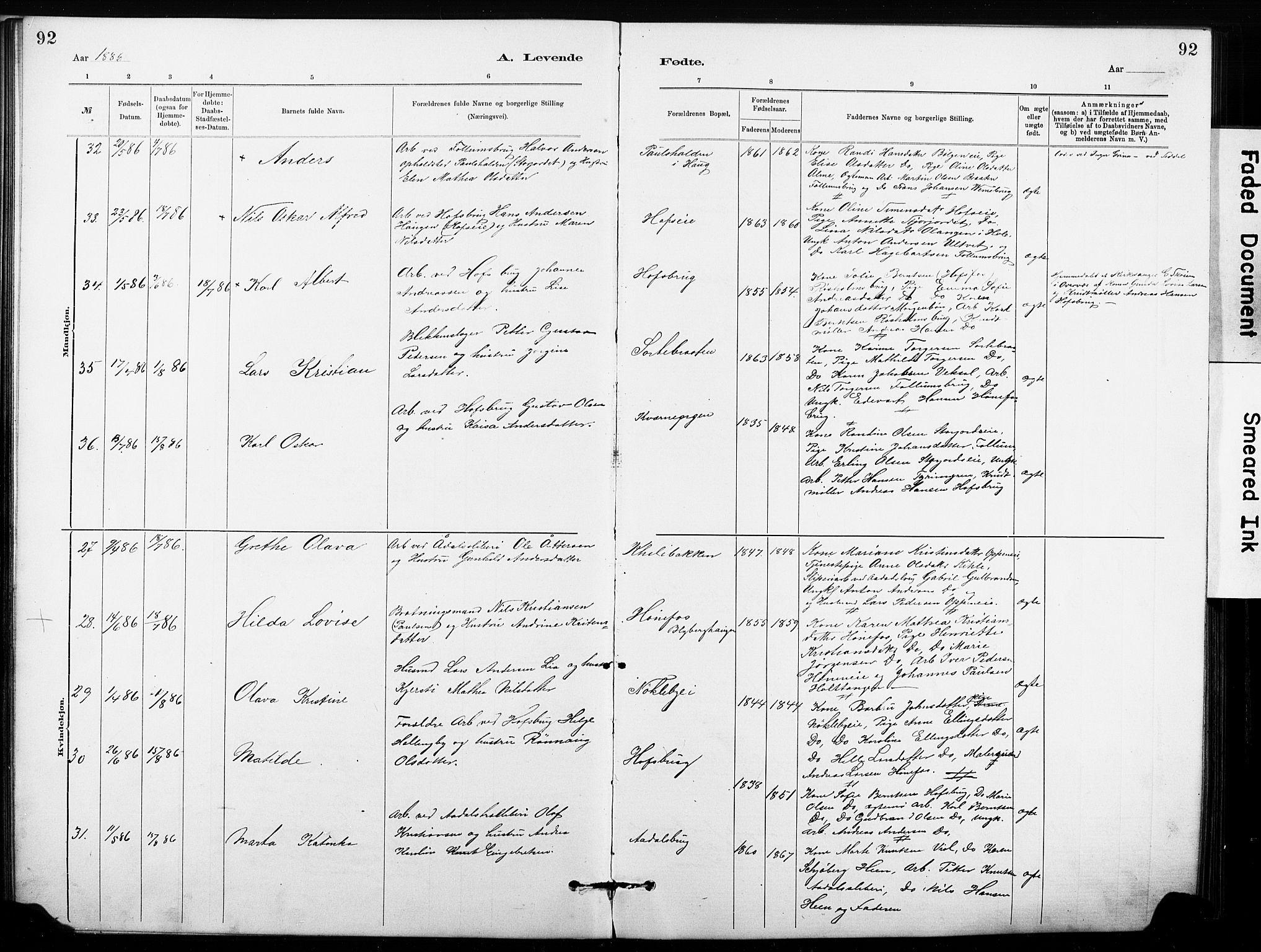 Hønefoss kirkebøker, AV/SAKO-A-609/G/Ga/L0001: Parish register (copy) no. 1, 1870-1887, p. 92