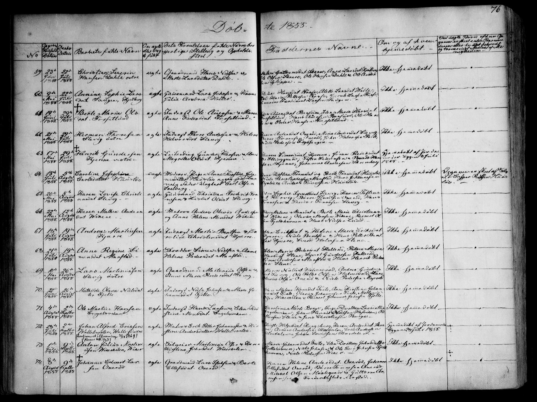 Onsøy prestekontor Kirkebøker, AV/SAO-A-10914/F/Fa/L0003: Parish register (official) no. I 3, 1841-1860, p. 76