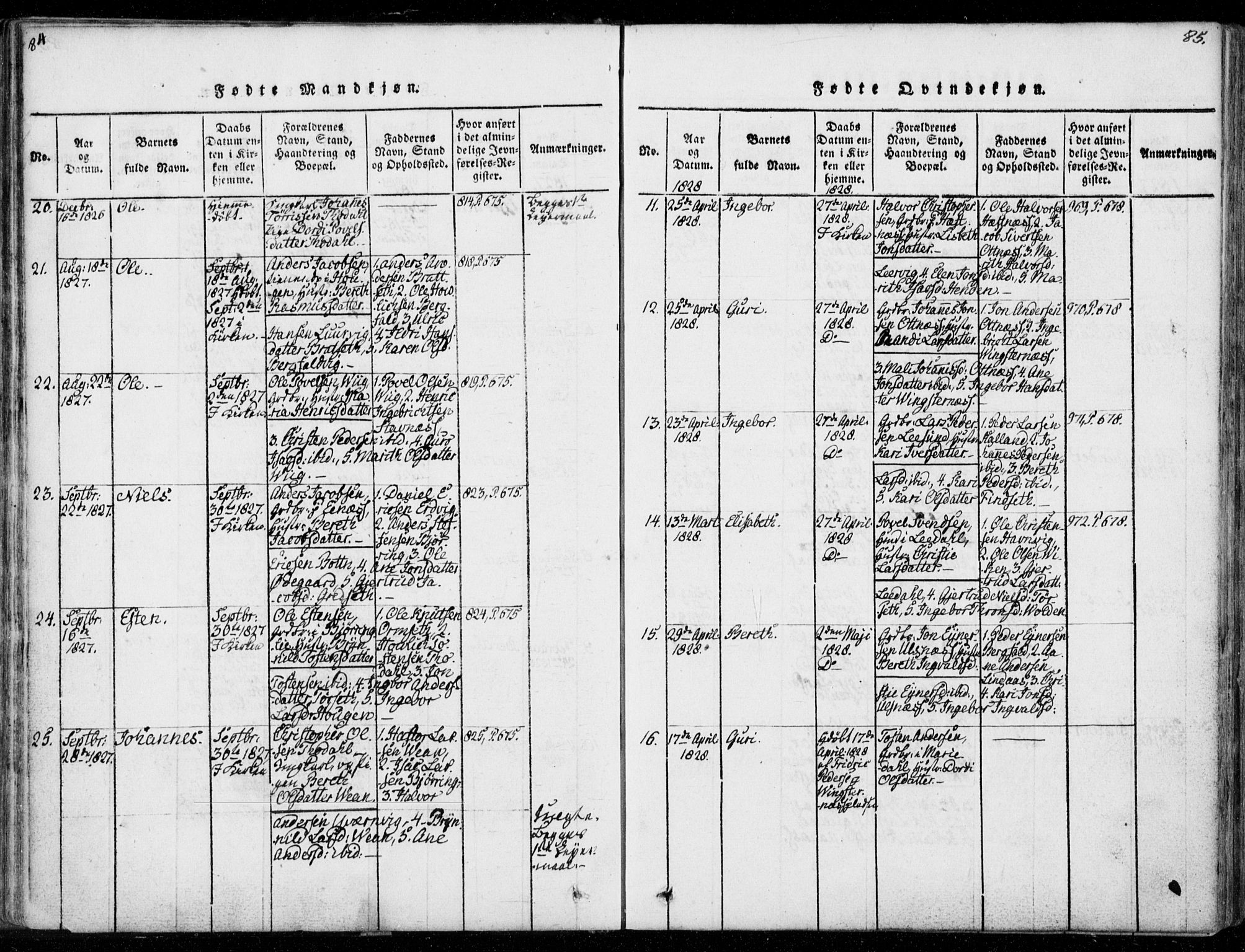 Ministerialprotokoller, klokkerbøker og fødselsregistre - Møre og Romsdal, AV/SAT-A-1454/578/L0903: Parish register (official) no. 578A02, 1819-1838, p. 84-85