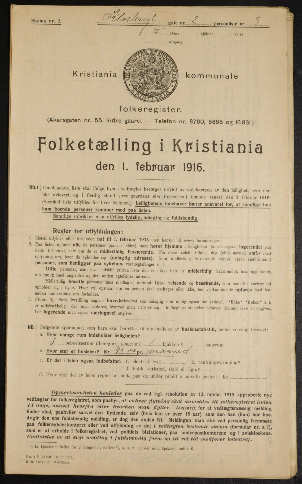 OBA, Municipal Census 1916 for Kristiania, 1916, p. 53198