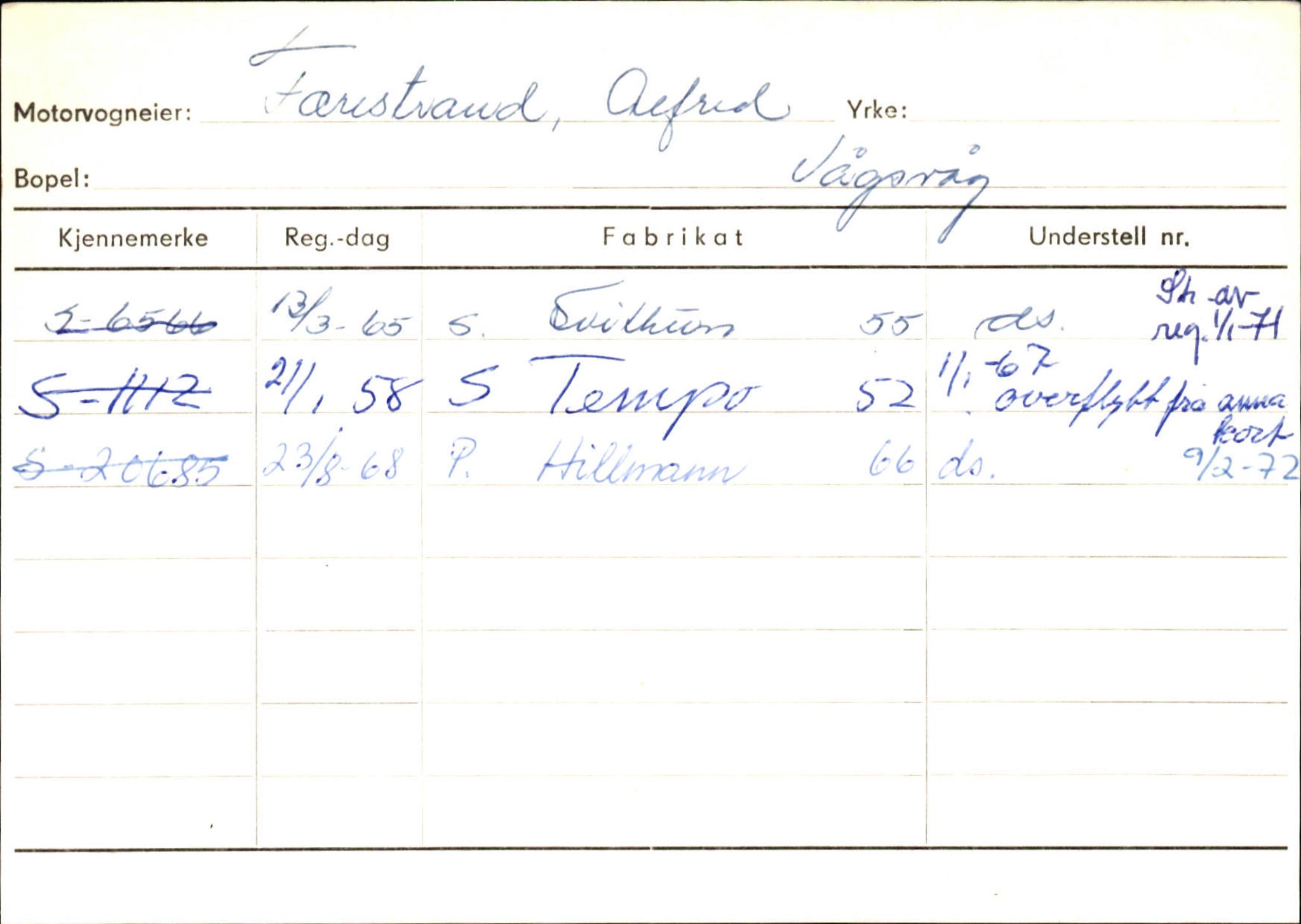 Statens vegvesen, Sogn og Fjordane vegkontor, SAB/A-5301/4/F/L0144: Registerkort Vågsøy A-R, 1945-1975, p. 608