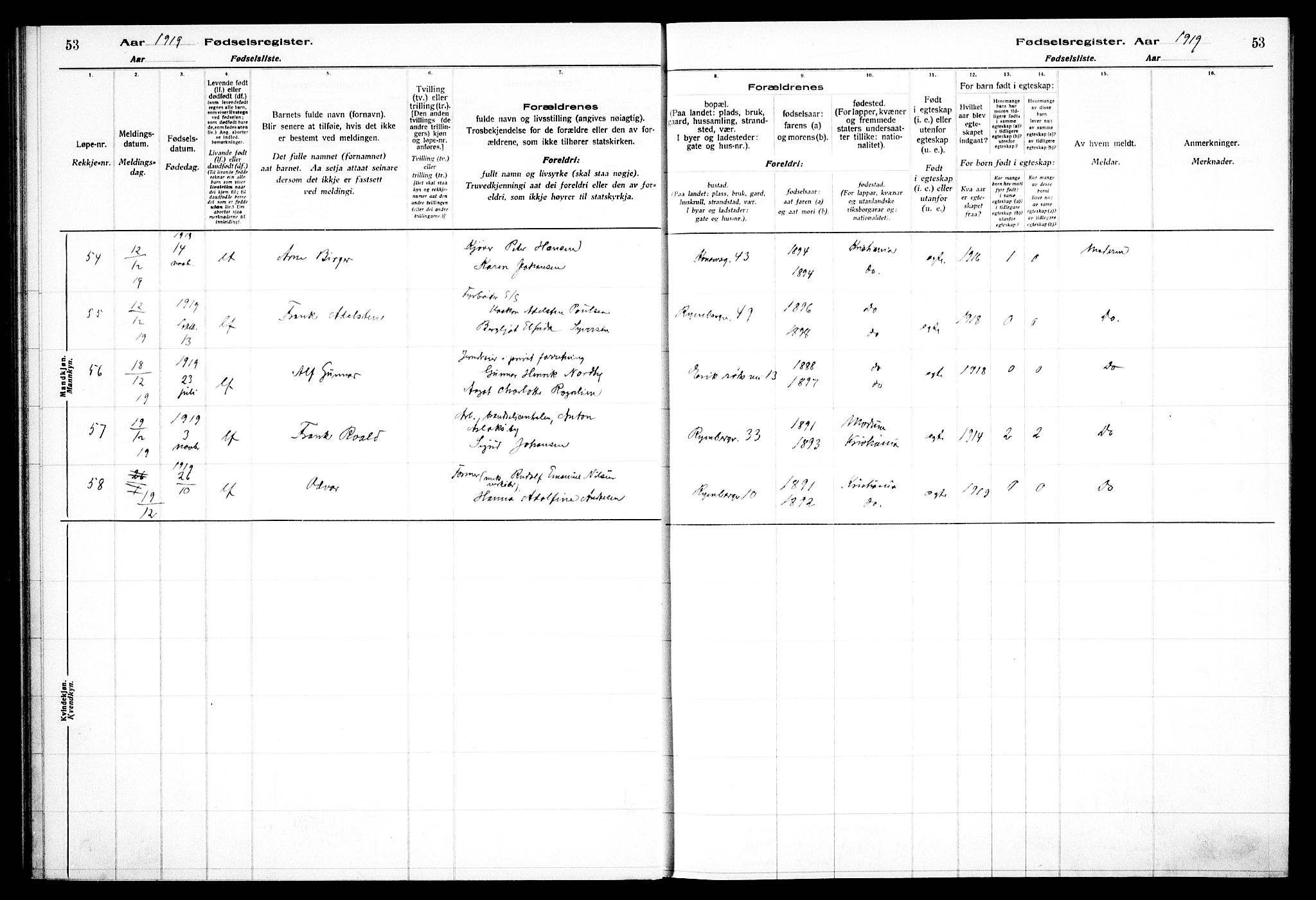 Gamlebyen prestekontor Kirkebøker, AV/SAO-A-10884/J/Ja/L0001: Birth register no. 1, 1916-1936, p. 53