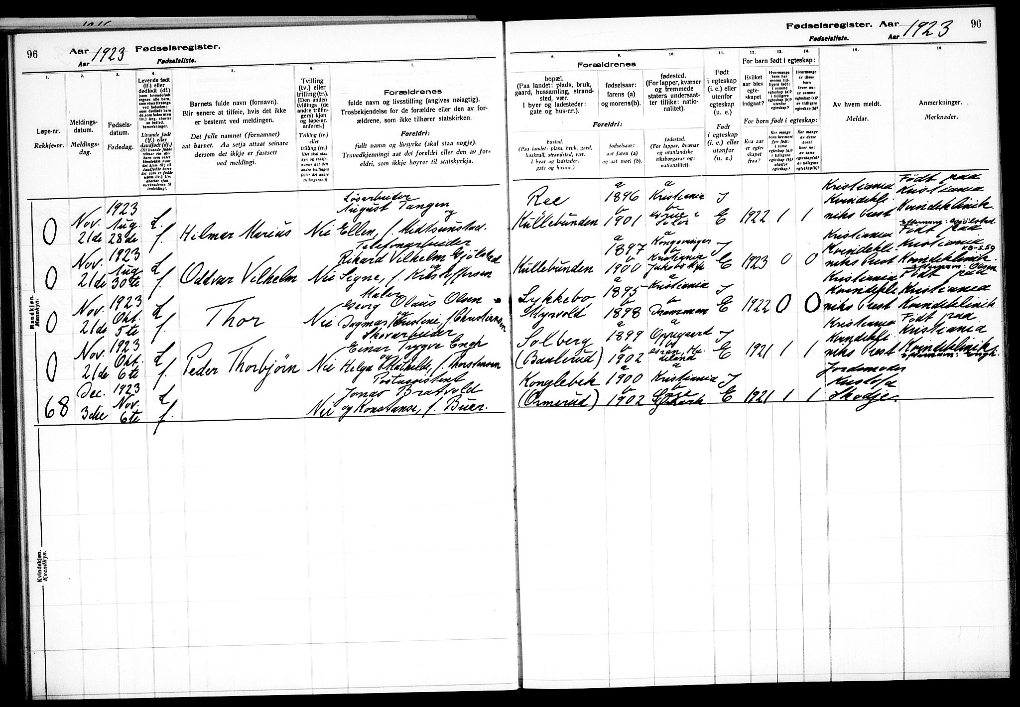 Nesodden prestekontor Kirkebøker, AV/SAO-A-10013/J/Jb/L0001: Birth register no. II 1, 1916-1933, p. 96