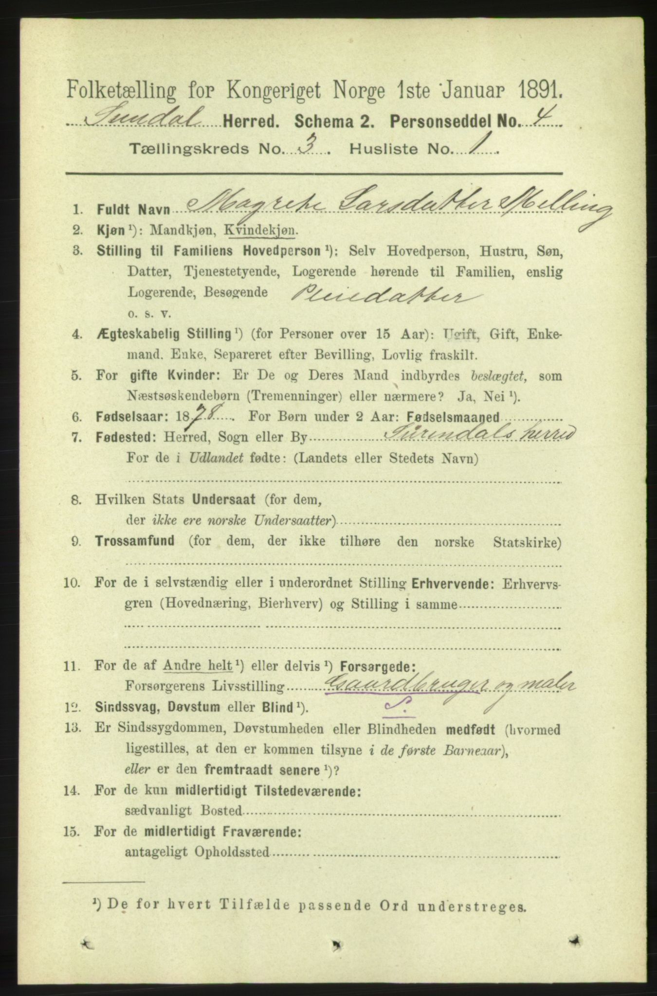 RA, 1891 census for 1563 Sunndal, 1891, p. 649