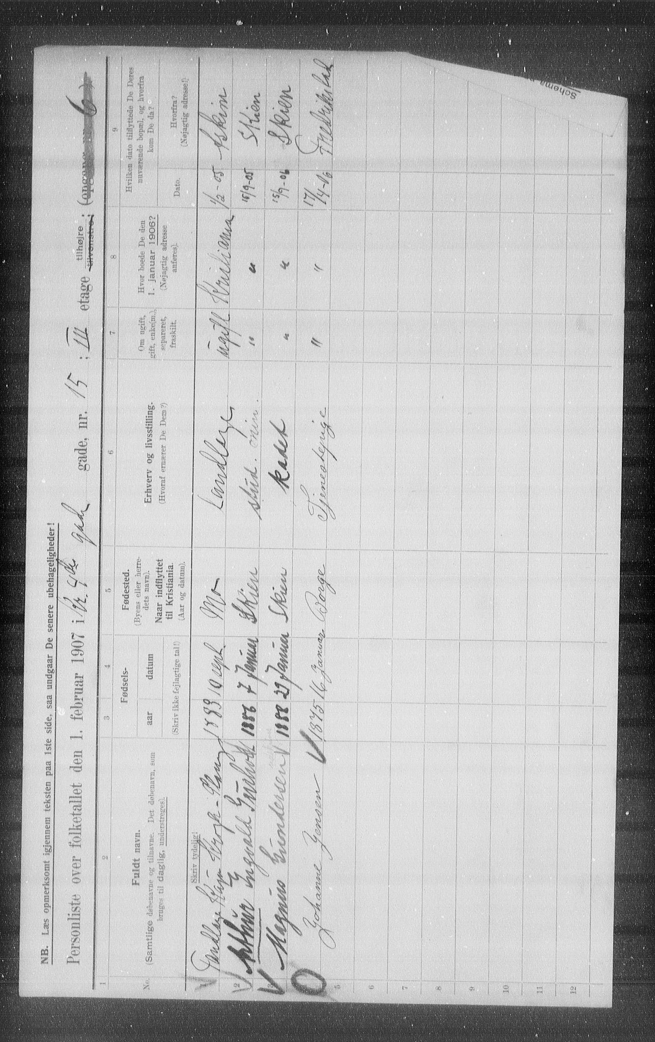 OBA, Municipal Census 1907 for Kristiania, 1907, p. 27569