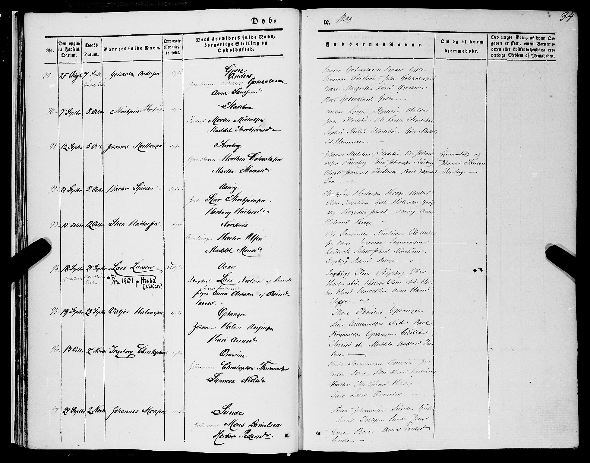Kvinnherad sokneprestembete, SAB/A-76401/H/Haa: Parish register (official) no. A 7, 1843-1853, p. 34