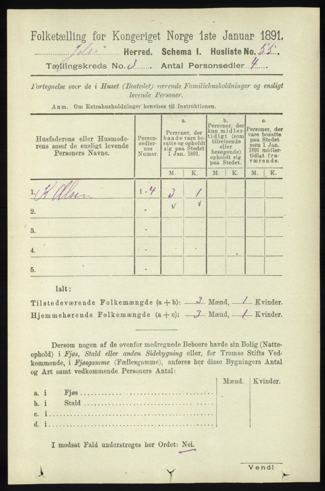 RA, 1891 census for 1138 Jelsa, 1891, p. 372