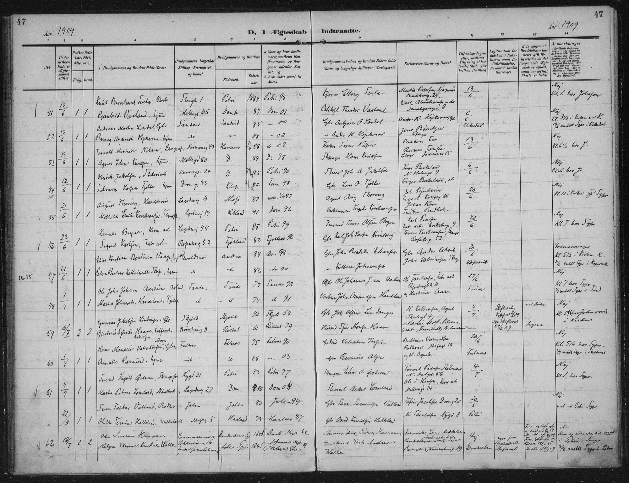 Domkirken sokneprestkontor, SAST/A-101812/002/A/L0016: Parish register (official) no. A 33, 1905-1922, p. 47