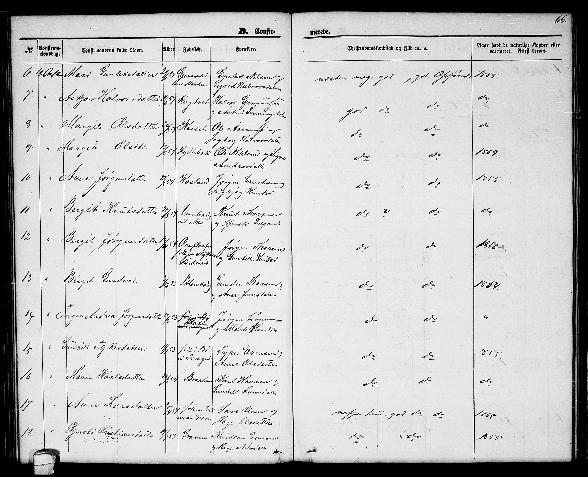 Seljord kirkebøker, SAKO/A-20/G/Ga/L0003: Parish register (copy) no. I 3, 1866-1873, p. 66