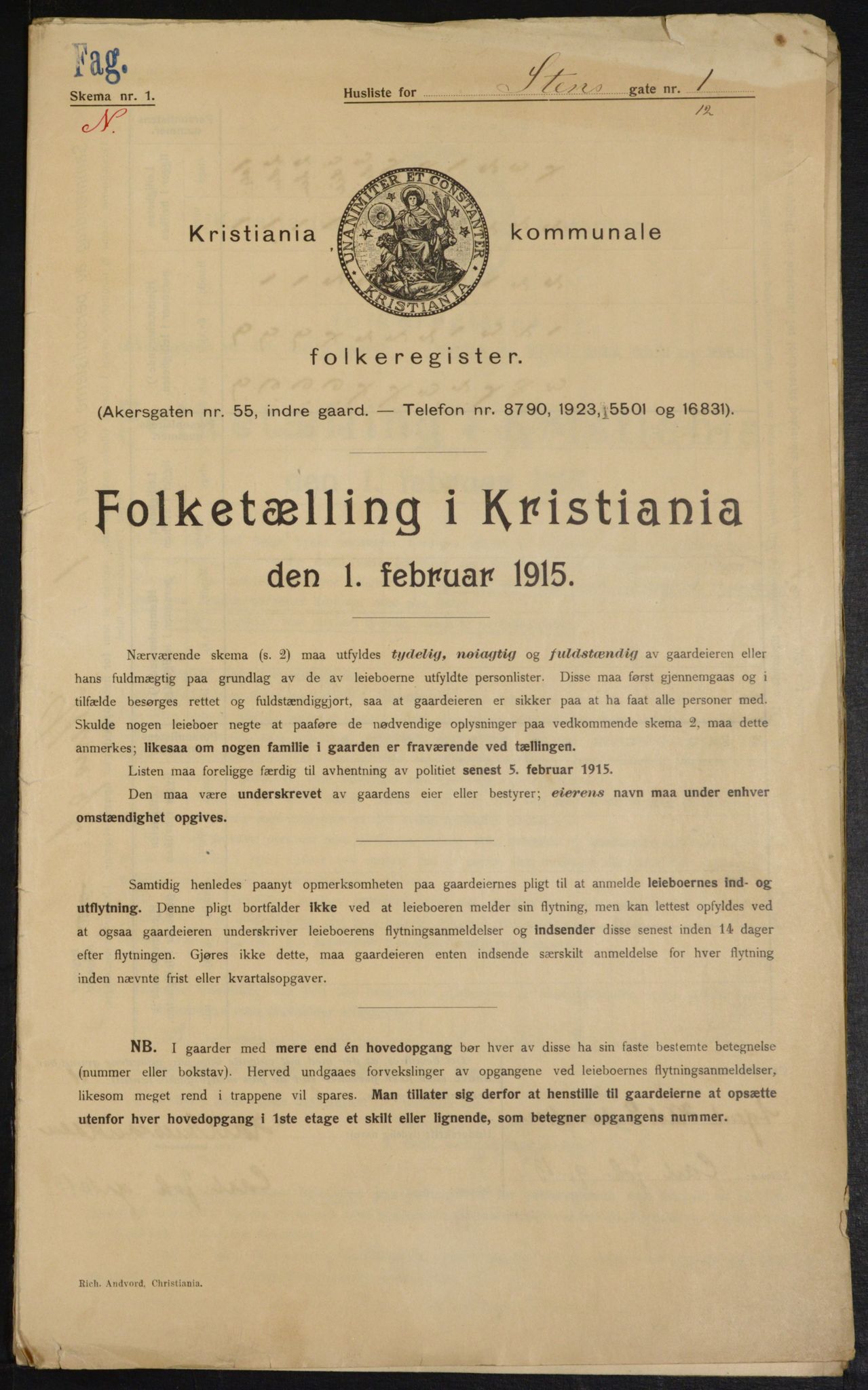 OBA, Municipal Census 1915 for Kristiania, 1915, p. 101733