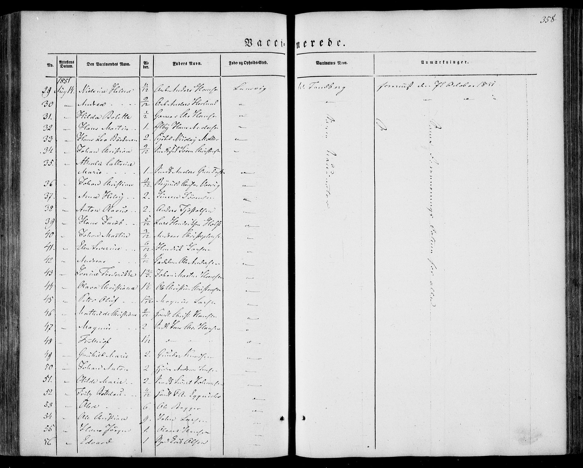 Larvik kirkebøker, AV/SAKO-A-352/F/Fa/L0003: Parish register (official) no. I 3, 1848-1856, p. 358