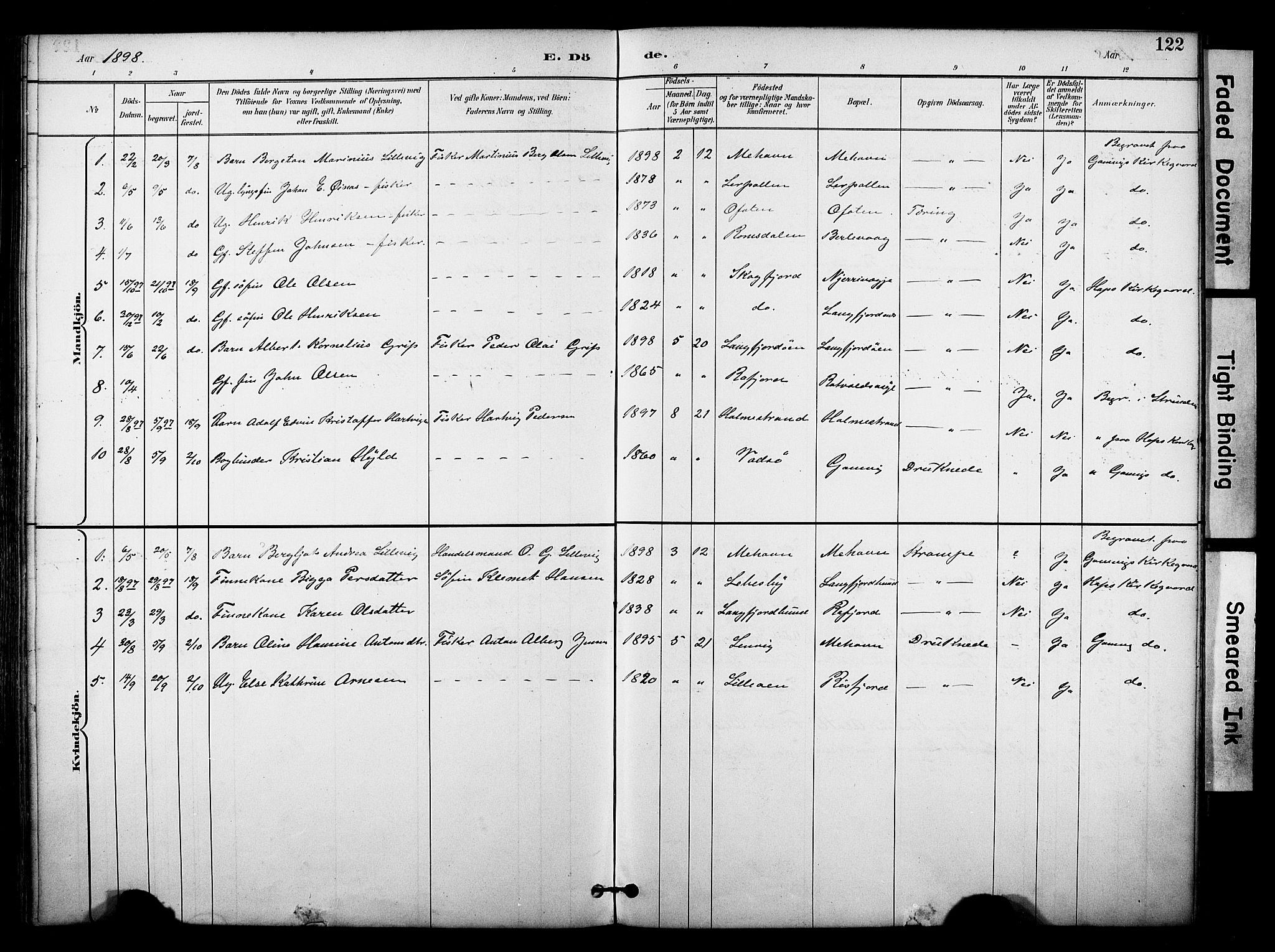 Tana sokneprestkontor, AV/SATØ-S-1334/H/Ha/L0006kirke: Parish register (official) no. 6, 1892-1908, p. 122