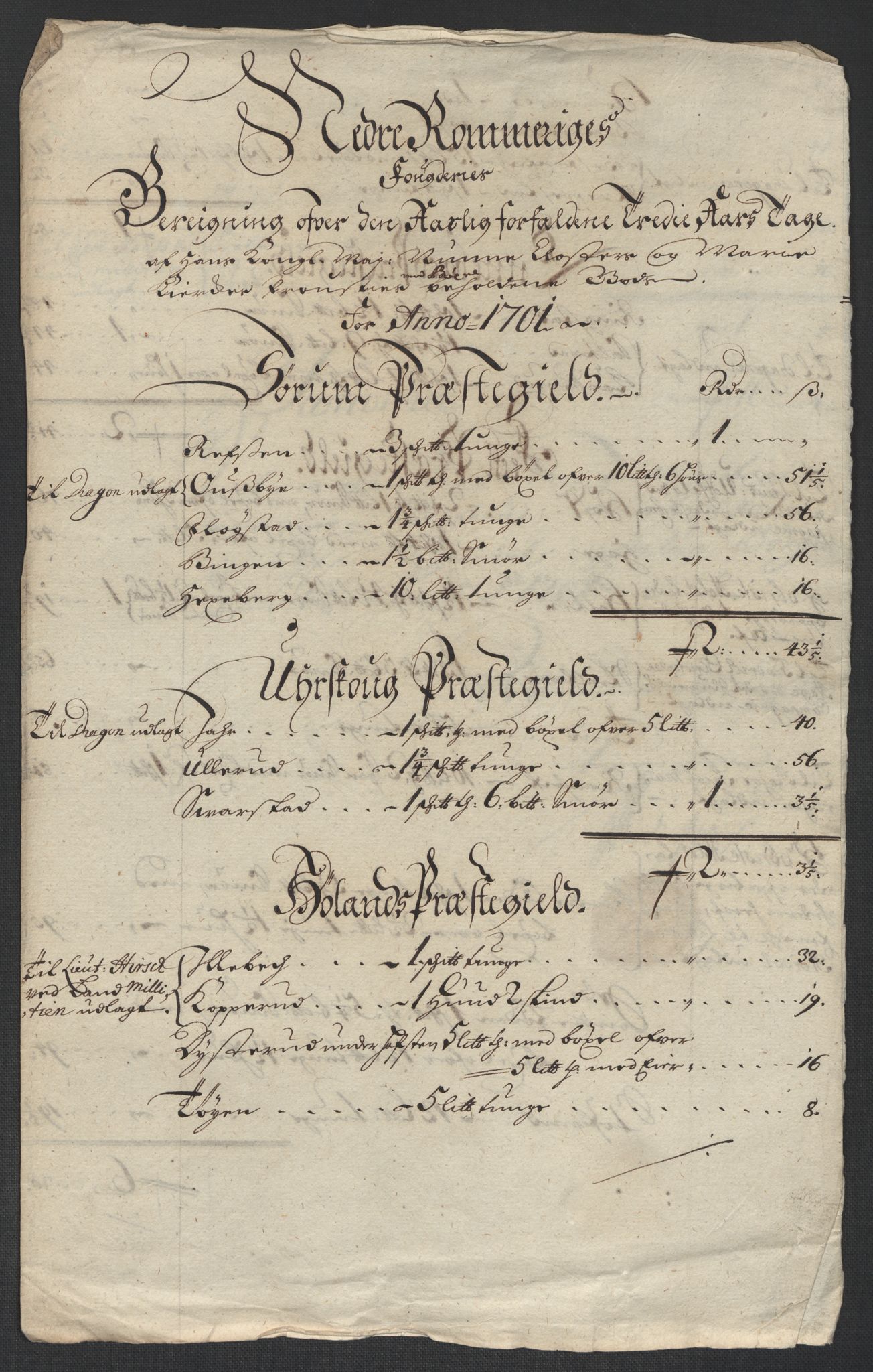 Rentekammeret inntil 1814, Reviderte regnskaper, Fogderegnskap, AV/RA-EA-4092/R11/L0584: Fogderegnskap Nedre Romerike, 1701, p. 30